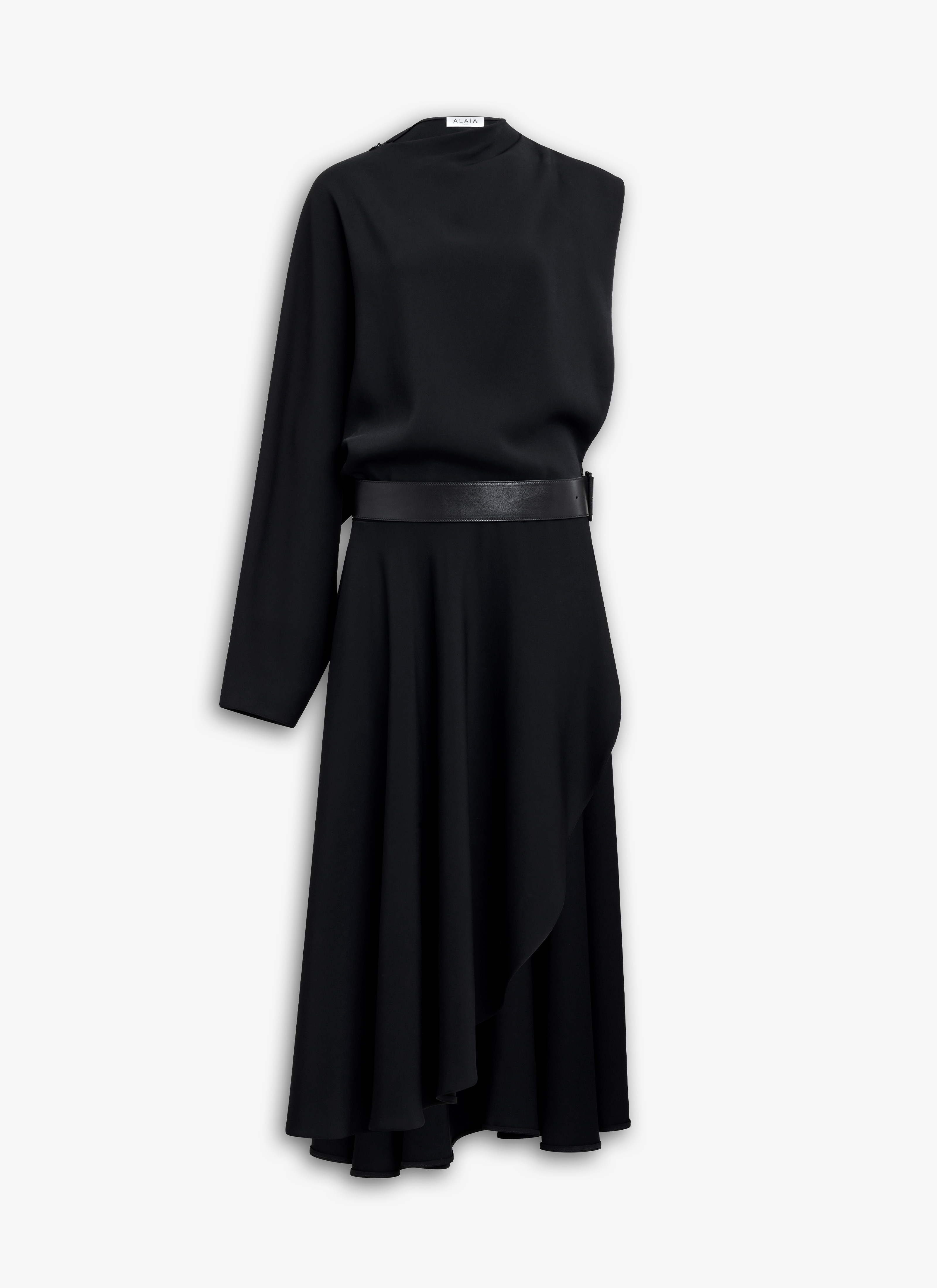 ALAÏA SCHWARZ TAILLIERTES KLEID AUS CADY 