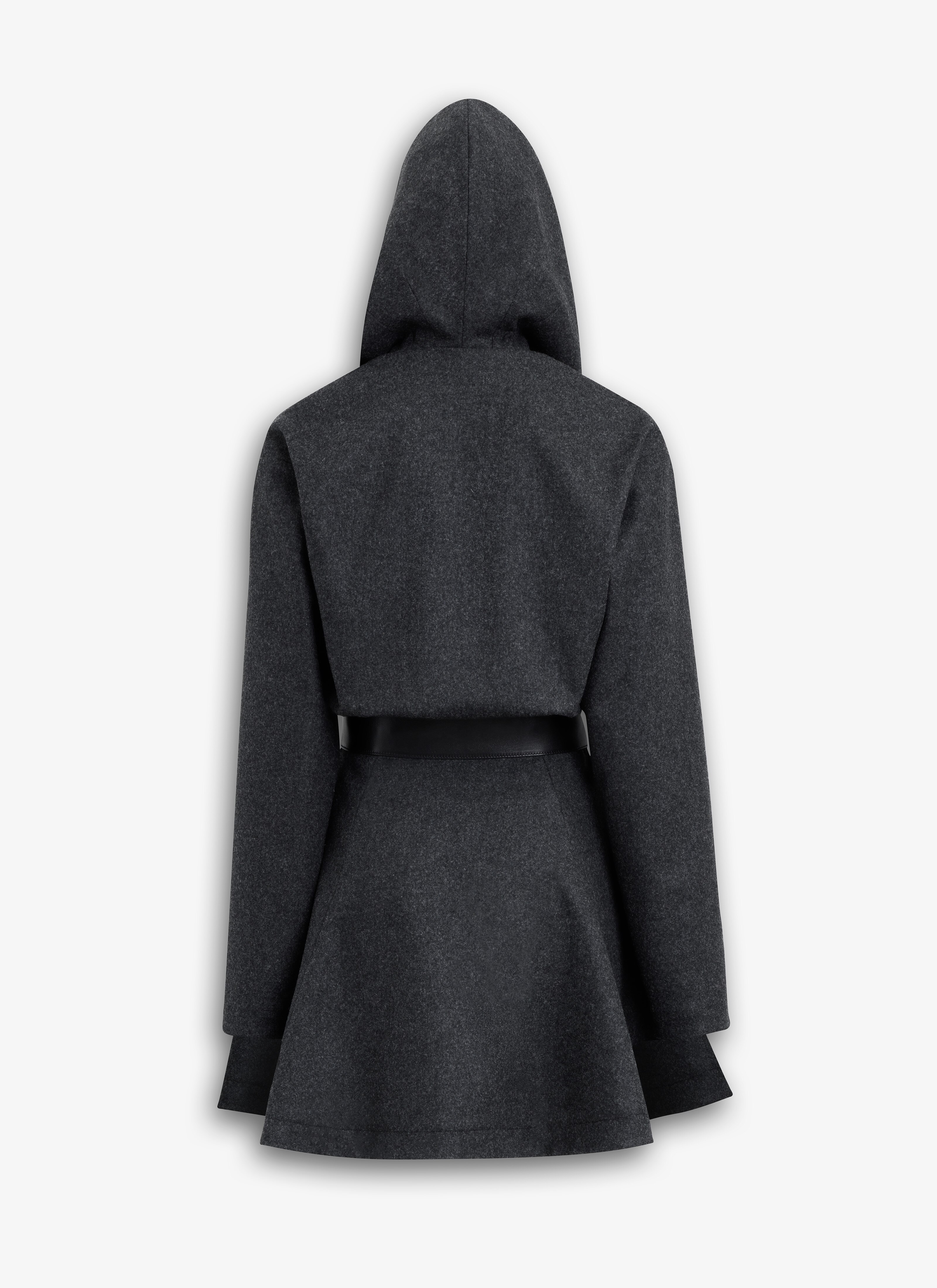 ALAÏA CHARCOAL FLANELLKLEID MIT KAPUZE 