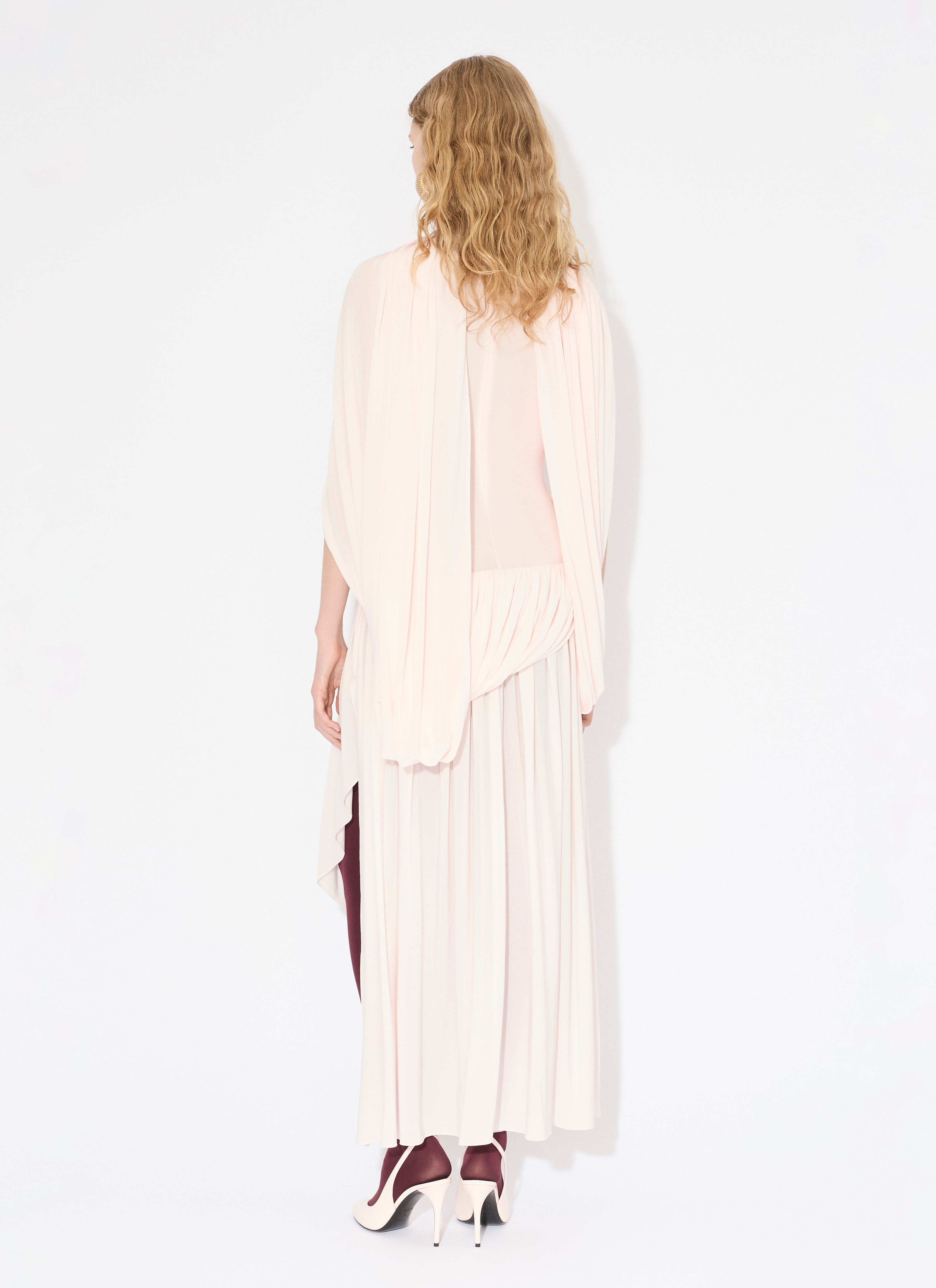 ALAÏA ORCHID 부드러운 저지 소재 케이프 드레스 