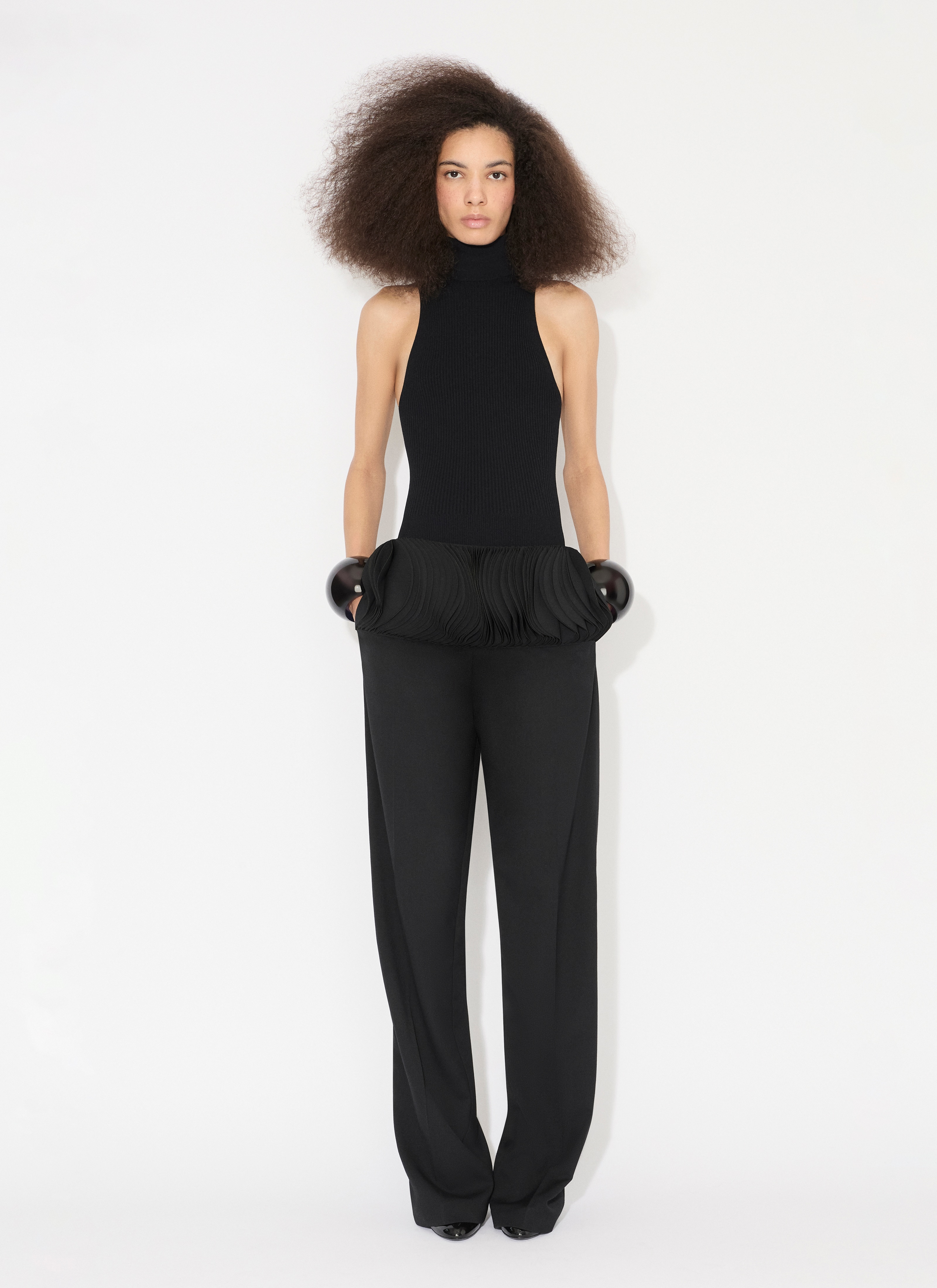 ALAÏA  WOOL MILLEFEUILLE PANTS 
