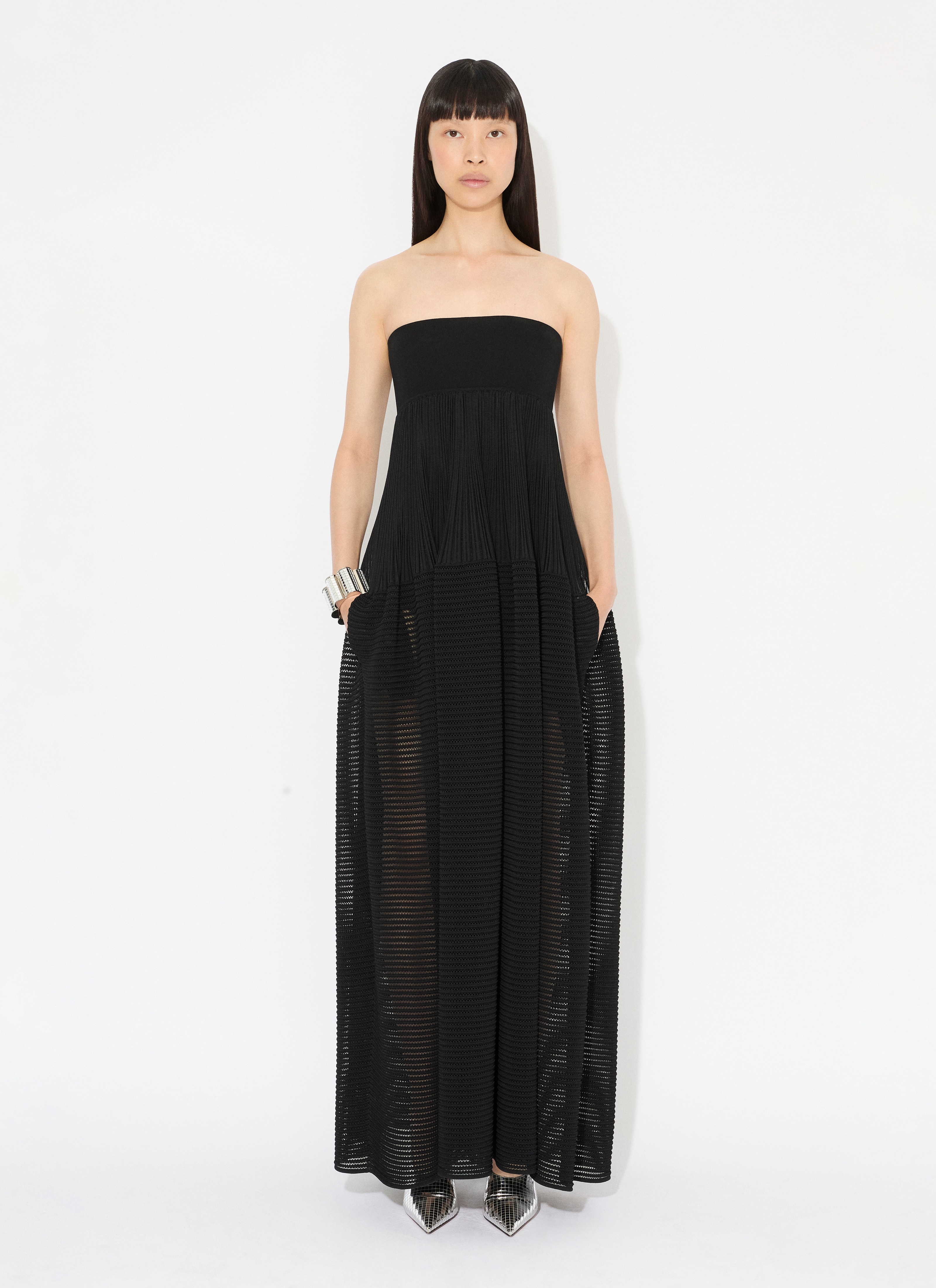 ALAÏA  크리놀린 니트 롱 드레스