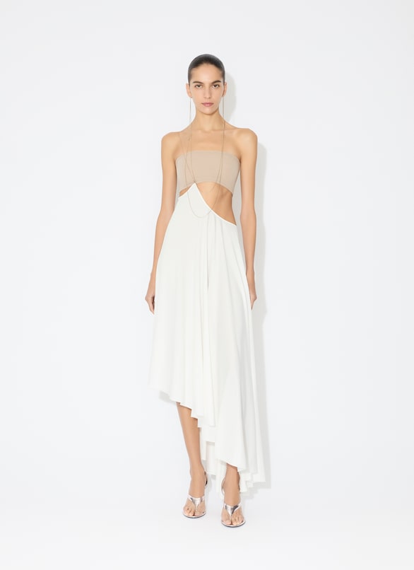 JERSEY SUSPENDER SKIRT ALAÏA WHITE JERSEY SUSPENDER SKIRT