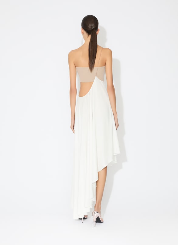 JERSEY SUSPENDER SKIRT ALAÏA WHITE JERSEY SUSPENDER SKIRT