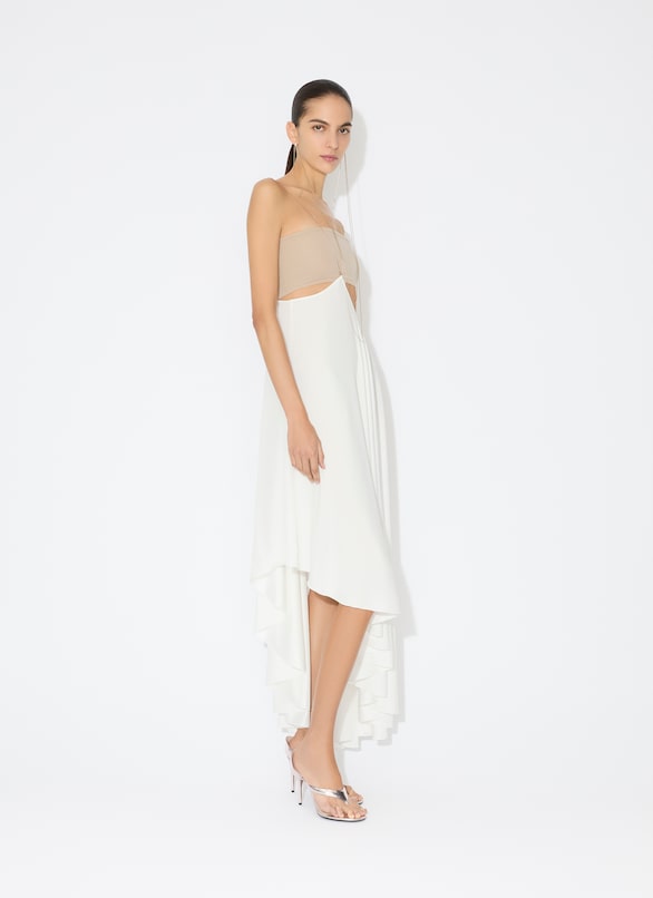 JERSEY SUSPENDER SKIRT ALAÏA WHITE JERSEY SUSPENDER SKIRT