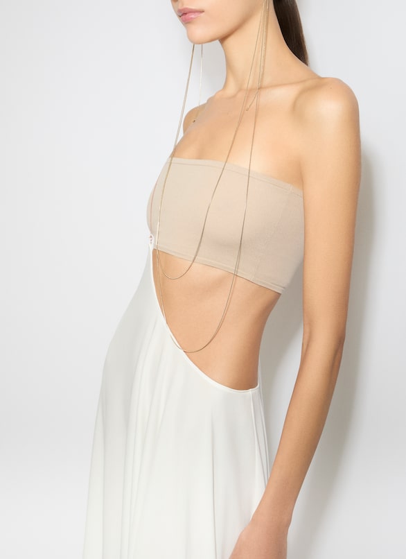 JERSEY SUSPENDER SKIRT ALAÏA WHITE JERSEY SUSPENDER SKIRT