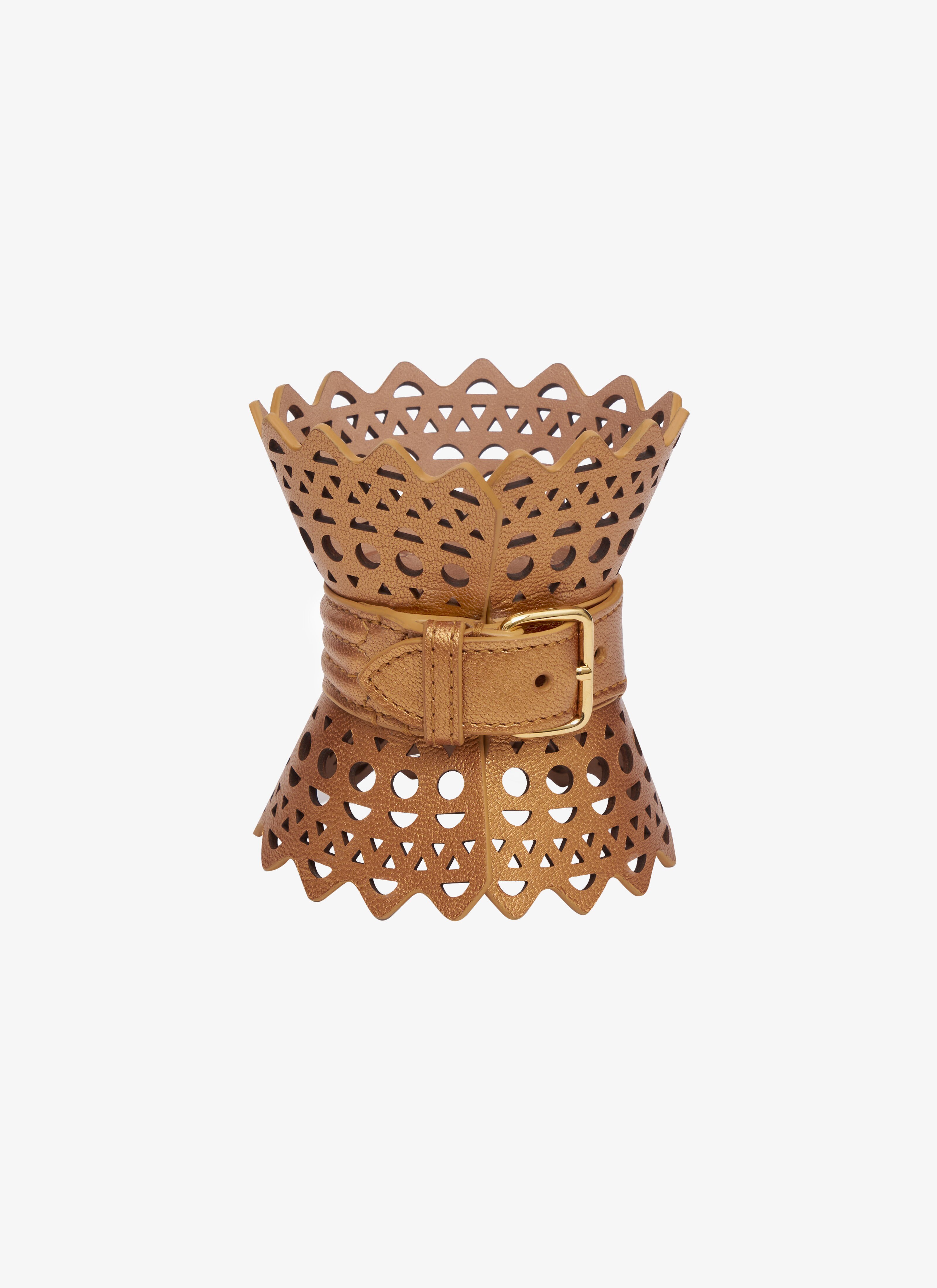 Corset bracelet in metallic goatskin  - maison-alaia.com
