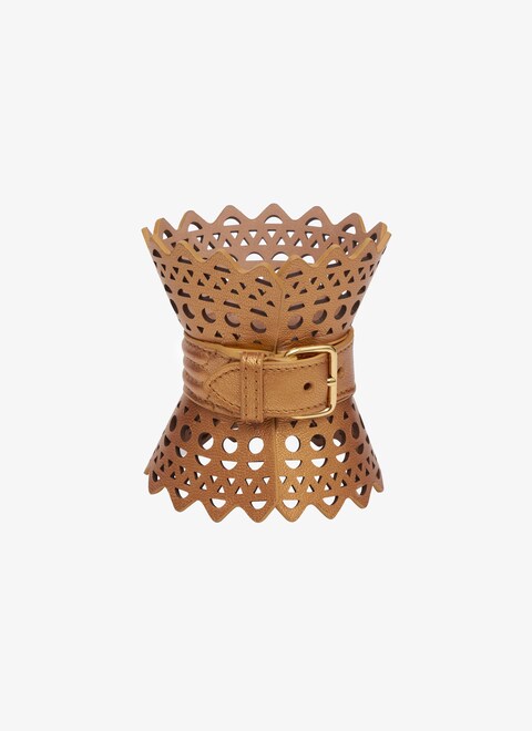 Corset bracelet in metallic goatskin  - maison-alaia.com