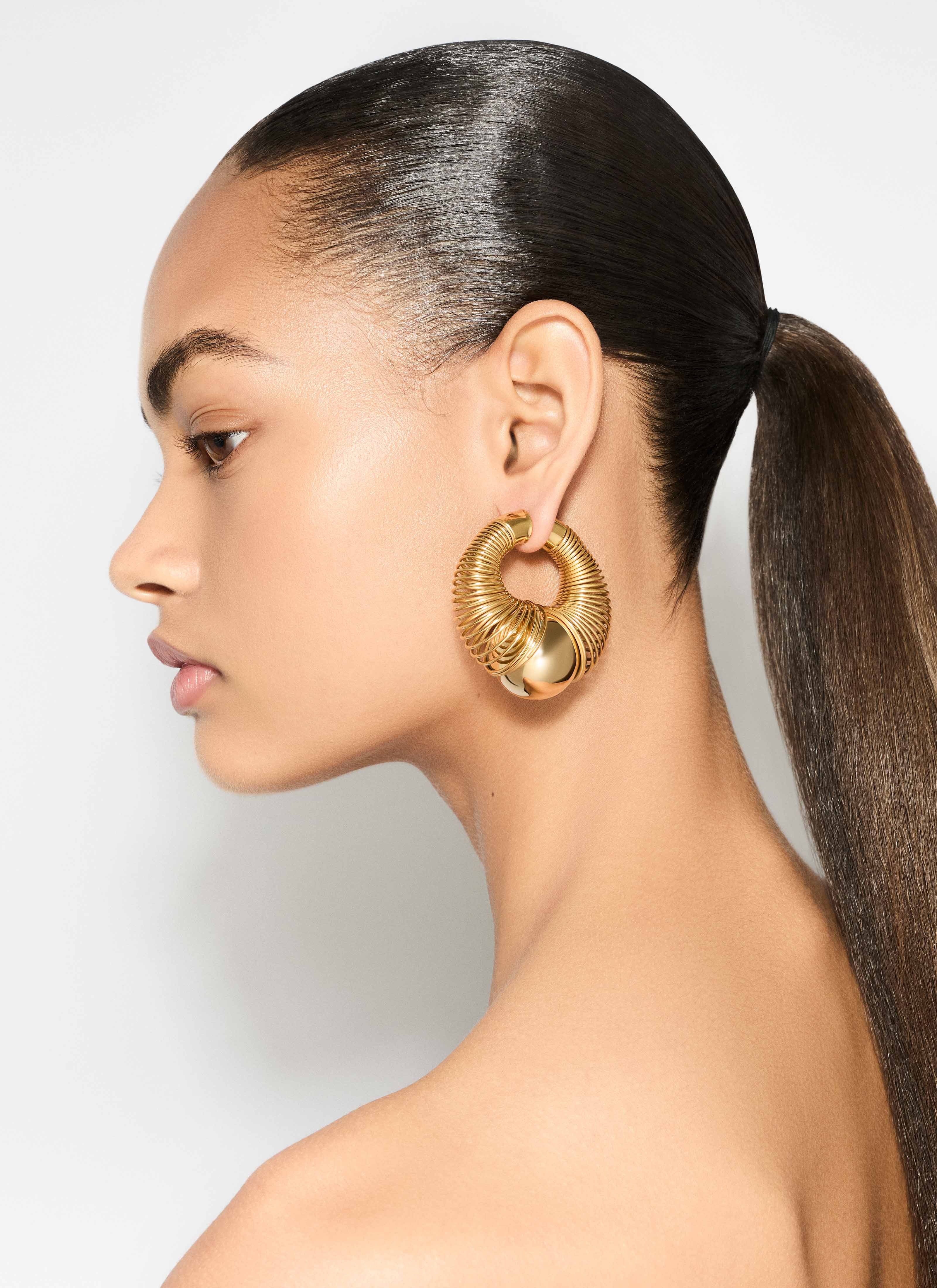 ALAÏA GOLD SPIRAL SPHERE EARRINGS