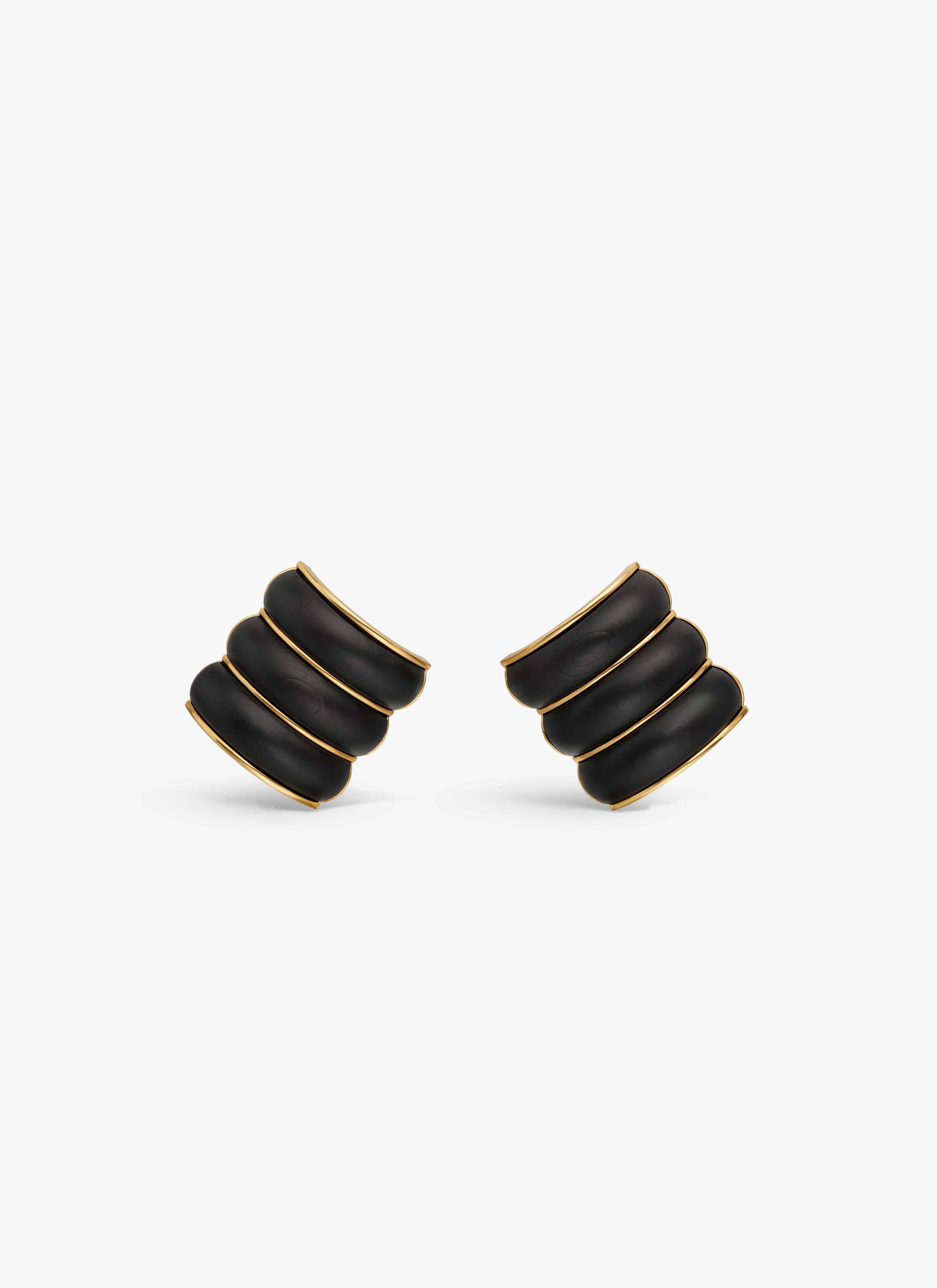 ALAÏA BROWN BUMPER CLIP EARRINGS