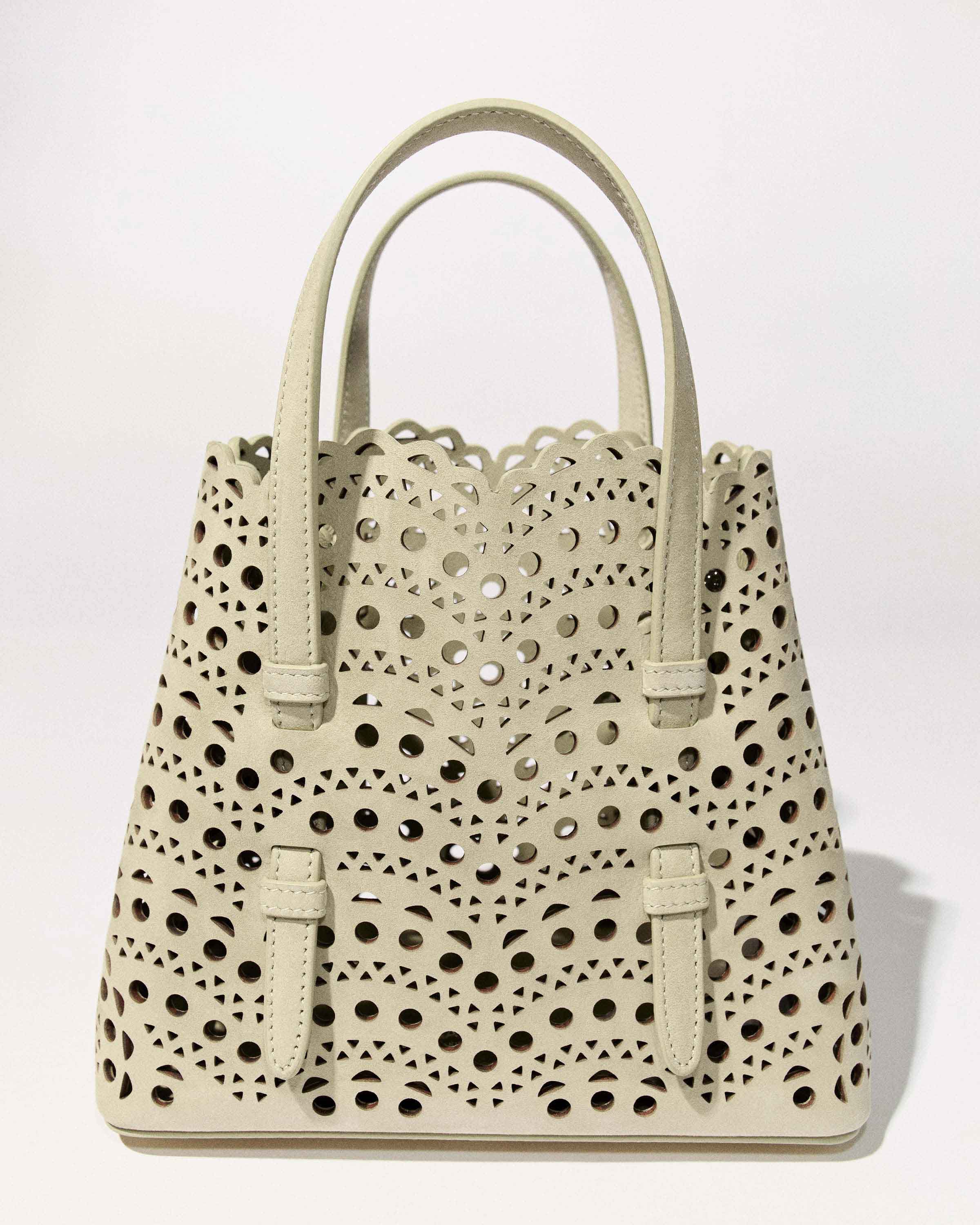 ＊mina＊ ALAÏA ALMOND GREEN MINA 20 BAG IN VIENNE WAVE NUBUCK | ALAÏA US