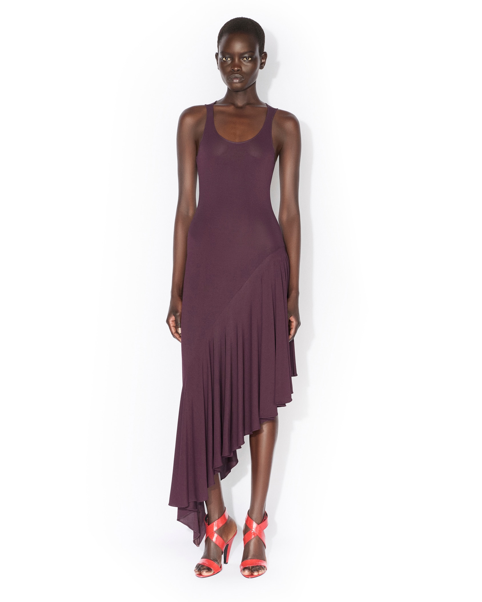alaia long dress Women's Alaia Sheath Cape Sleeved Crepe Floor Length Dress XS/S/M/L/XL/XXL/Customize/Wine Red/MEAN BLVD Wine Red / XS