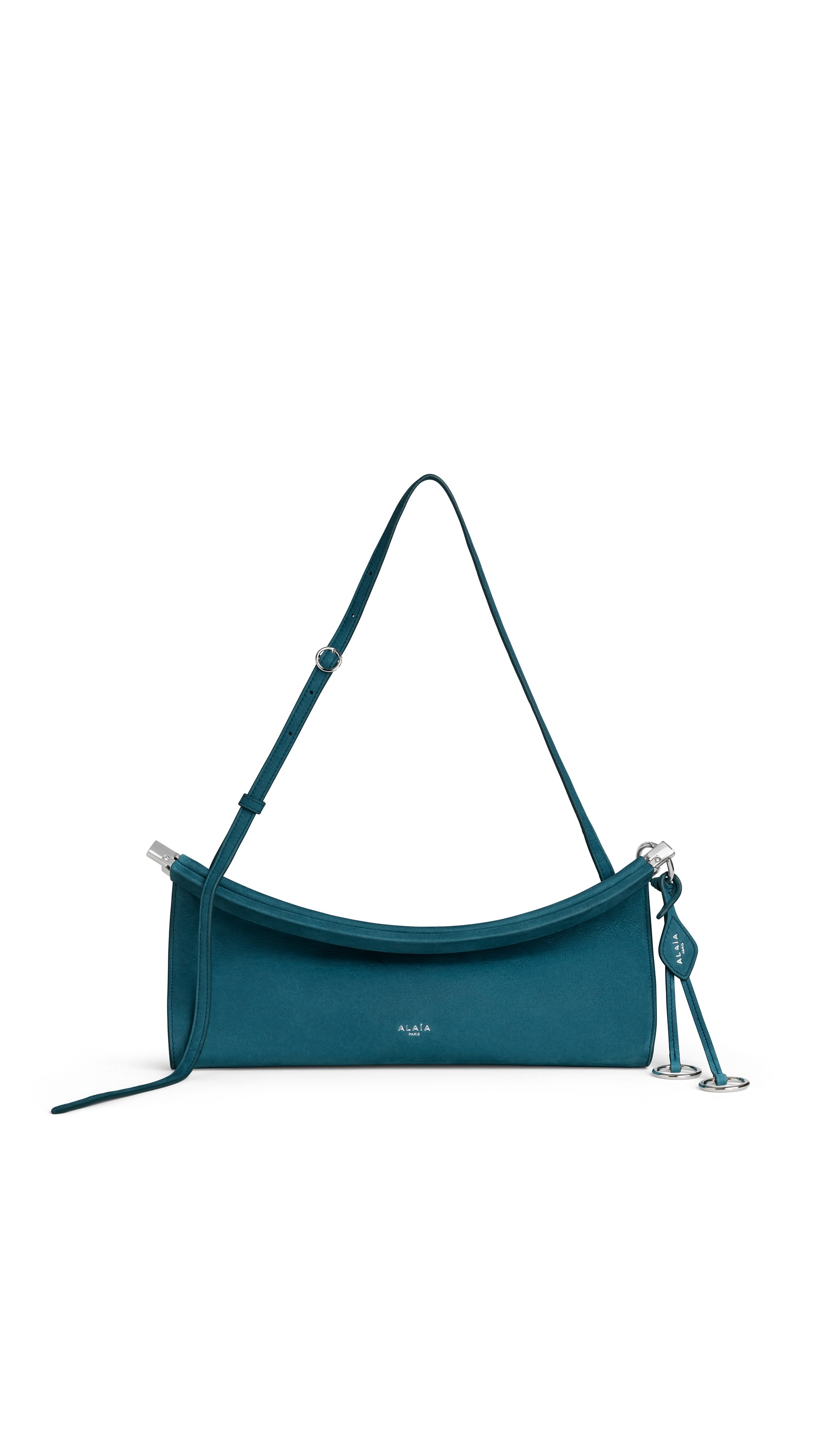 ALAÏA GREEN GREY LE CLICK EAST WEST MEDIUM BAG IN NUBUCK | ALAÏA US