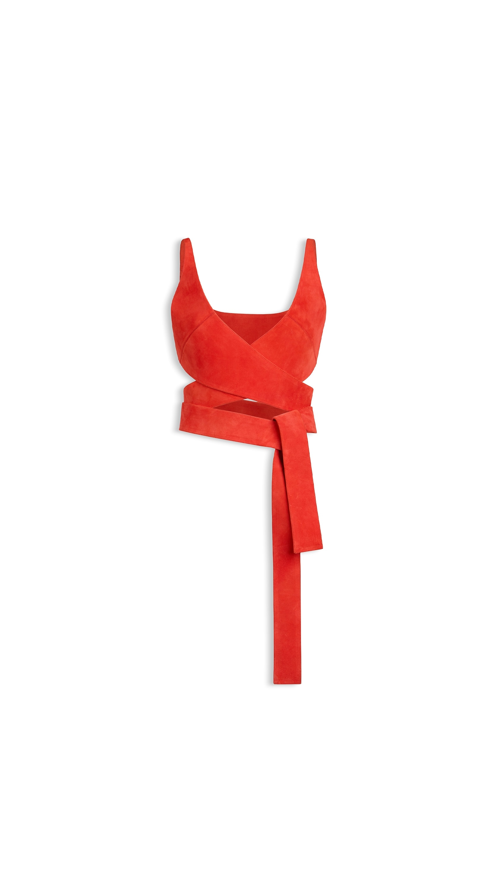 ALAÏA BLOOD ORANGE VELVET GOATSKIN WRAPPED TOP | ALAÏA US