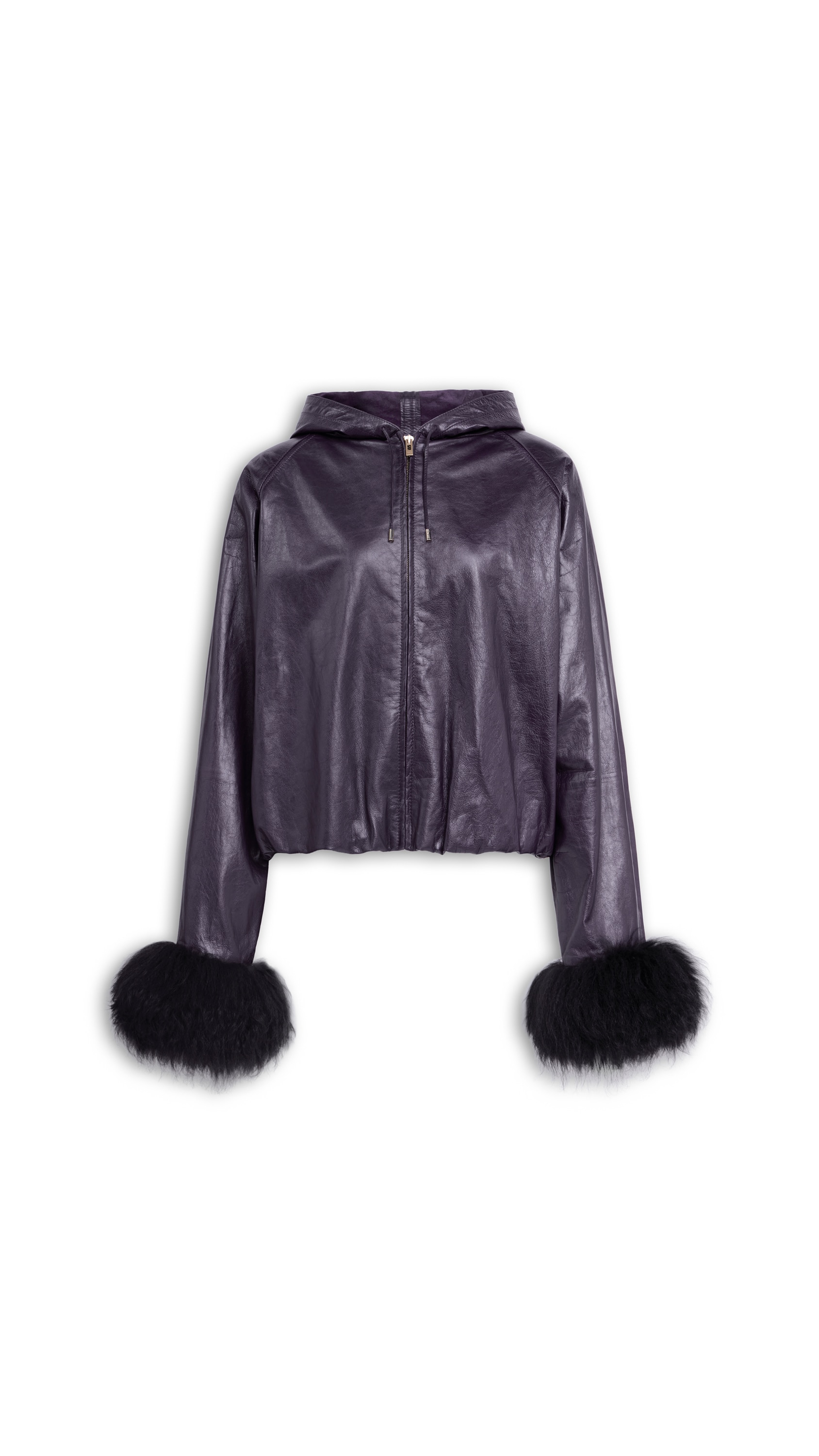 LEATHER HOODED WINDJACKET