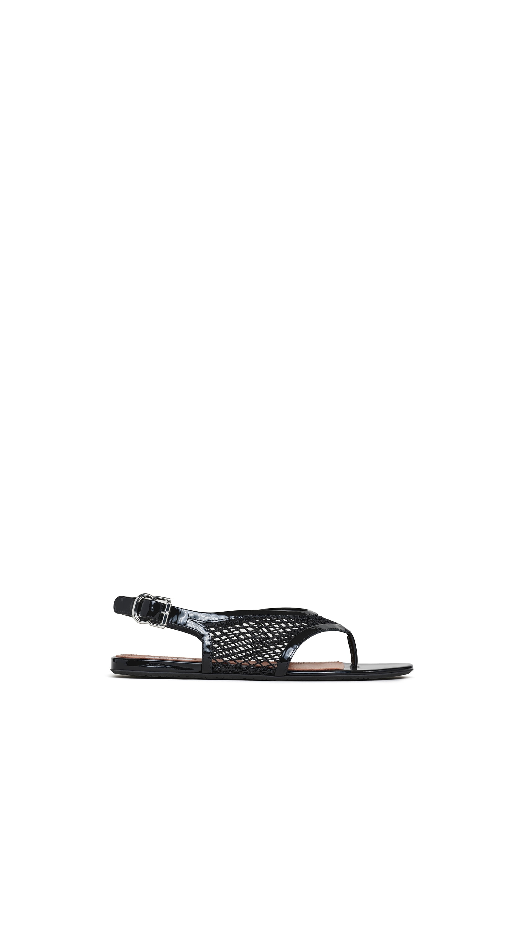 ALAÏA パテントカーフスキン フィッシュネット トングサンダル