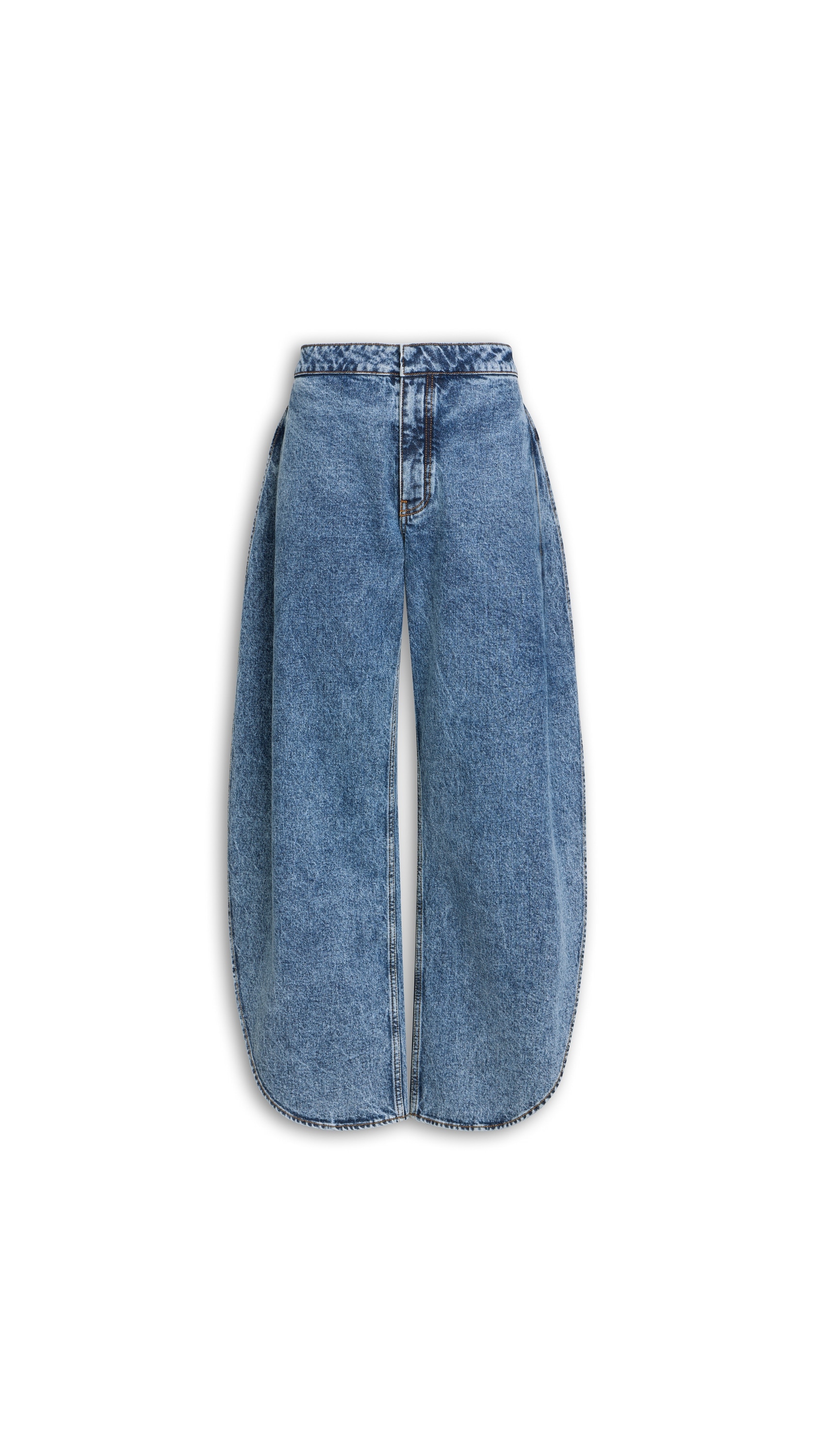 ALAÏA SNOW BLUE PETAL DENIM PANTS | ALAÏA US