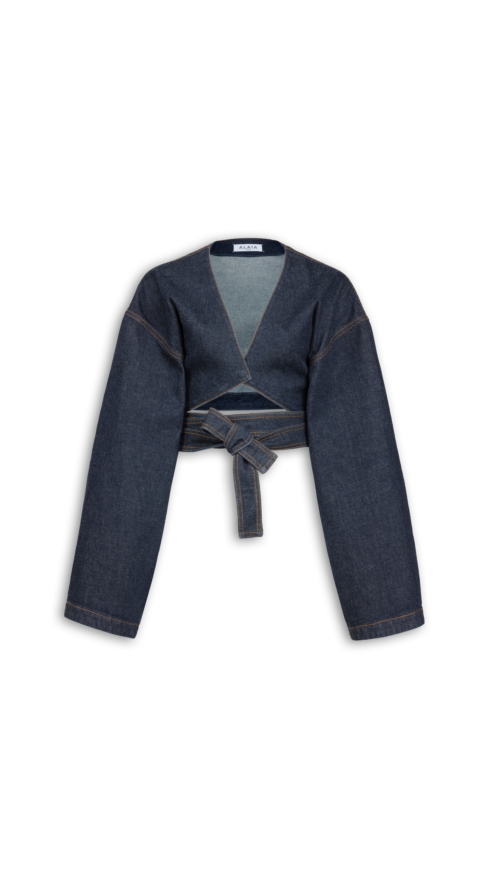ALAÏA BLUE WRAP DENIM JACKET | ALAÏA US