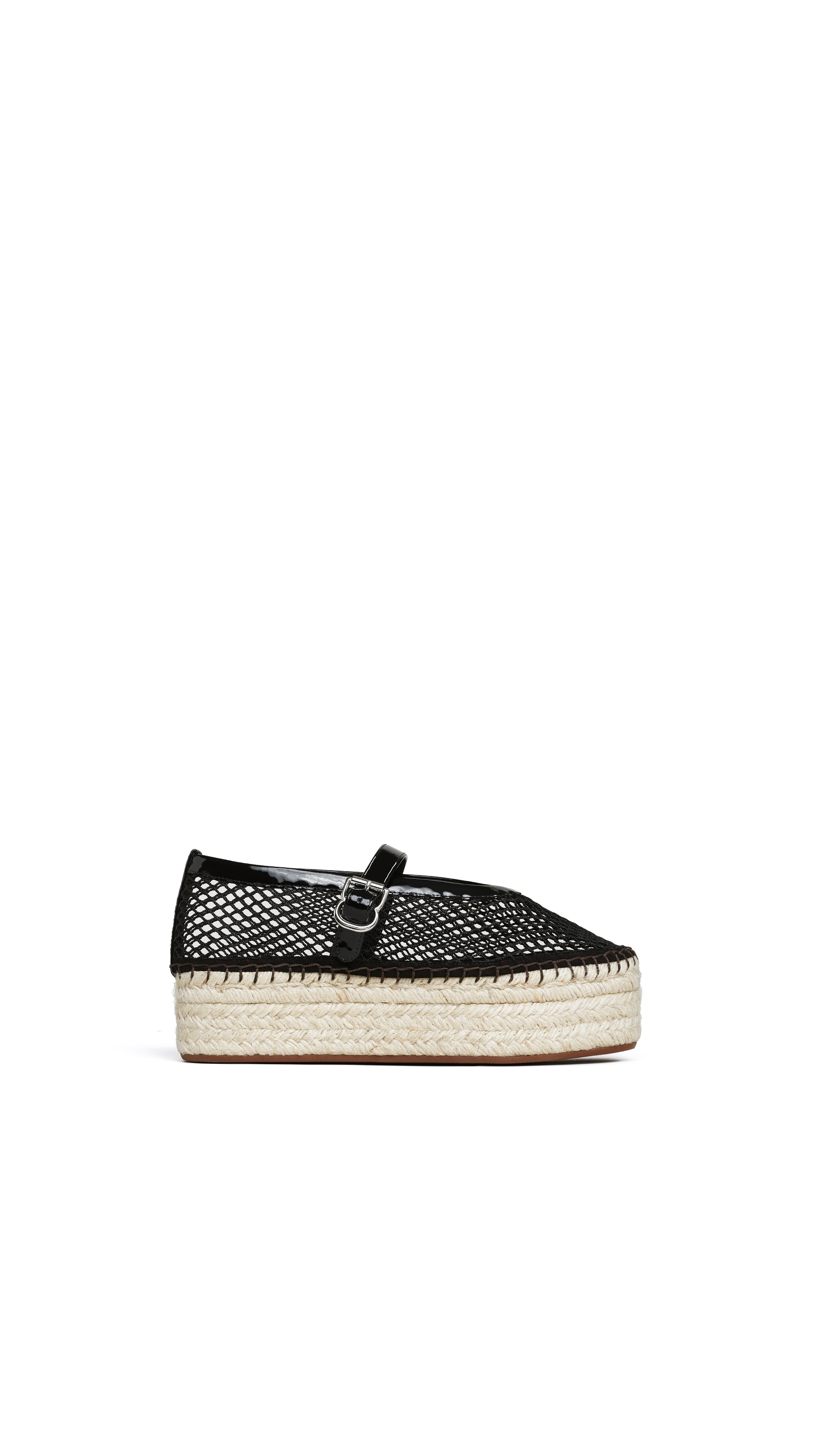 ALAÏA Noir ESPADRILLES IN FISHNET AND PATENT LEATHER | ALAÏA SA