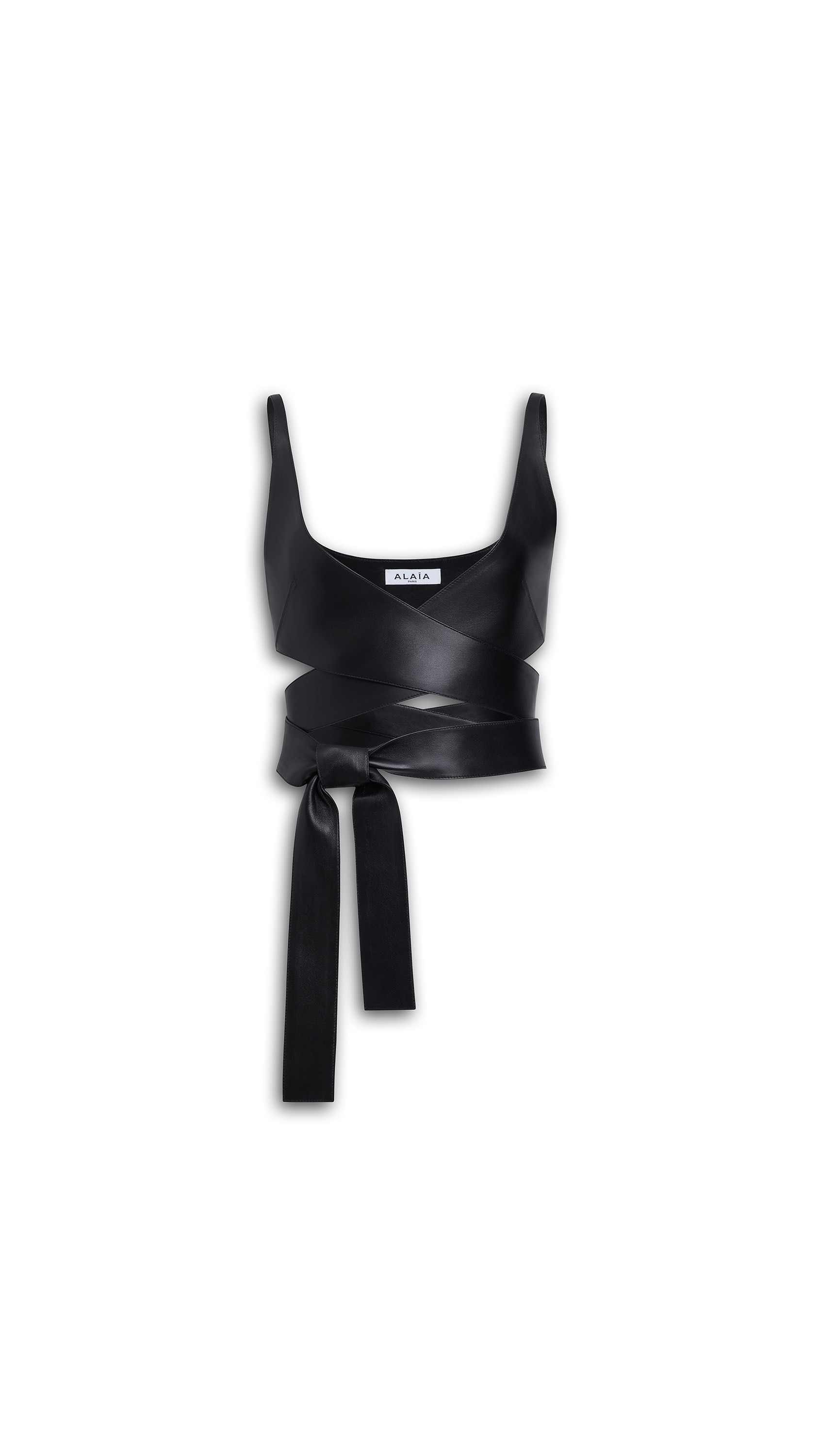 LEATHER CRISS CROSS TOP