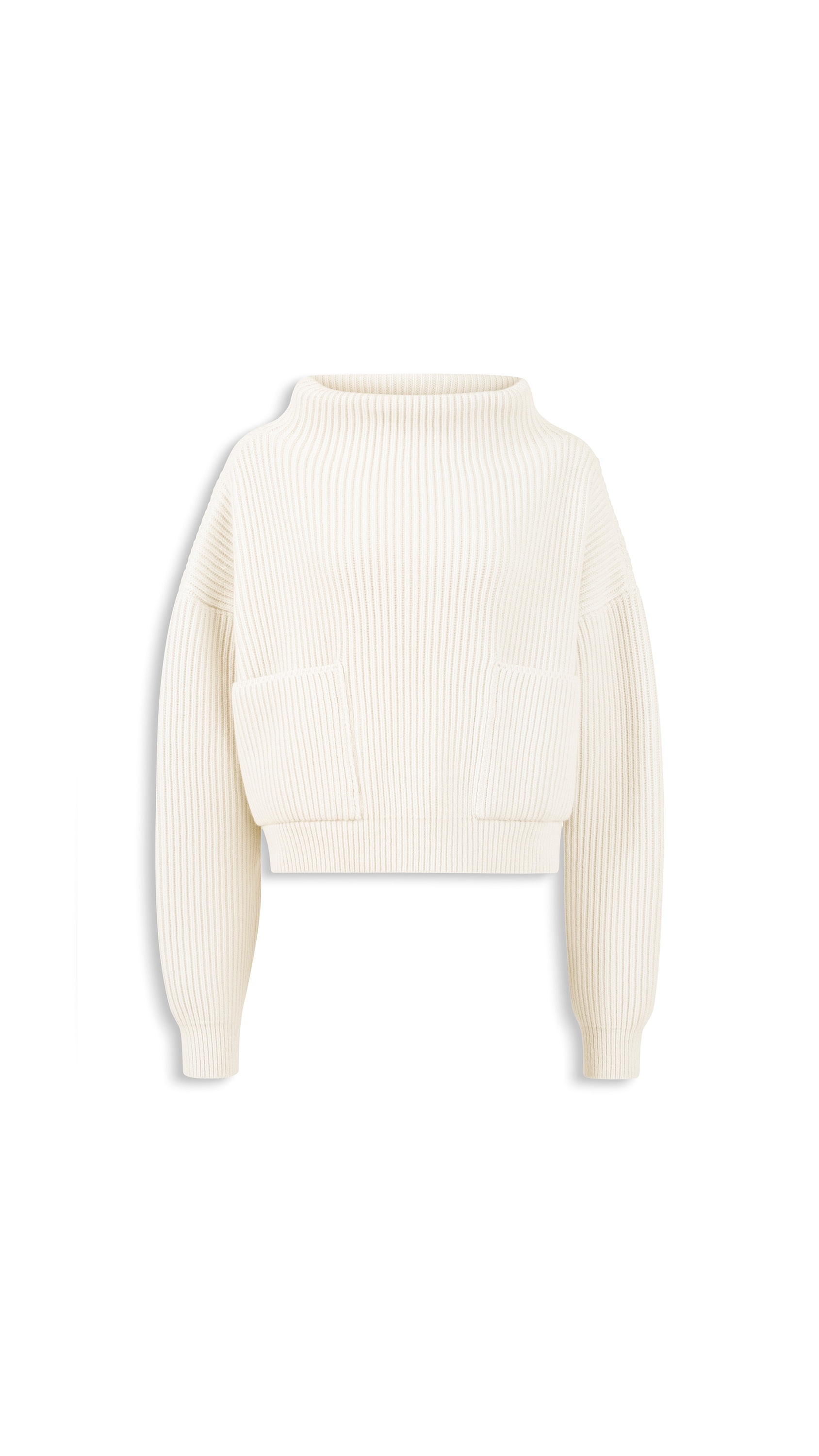 ALAÏA NATURAL WHITE CASHMERE POCKET JUMPER | ALAÏA US