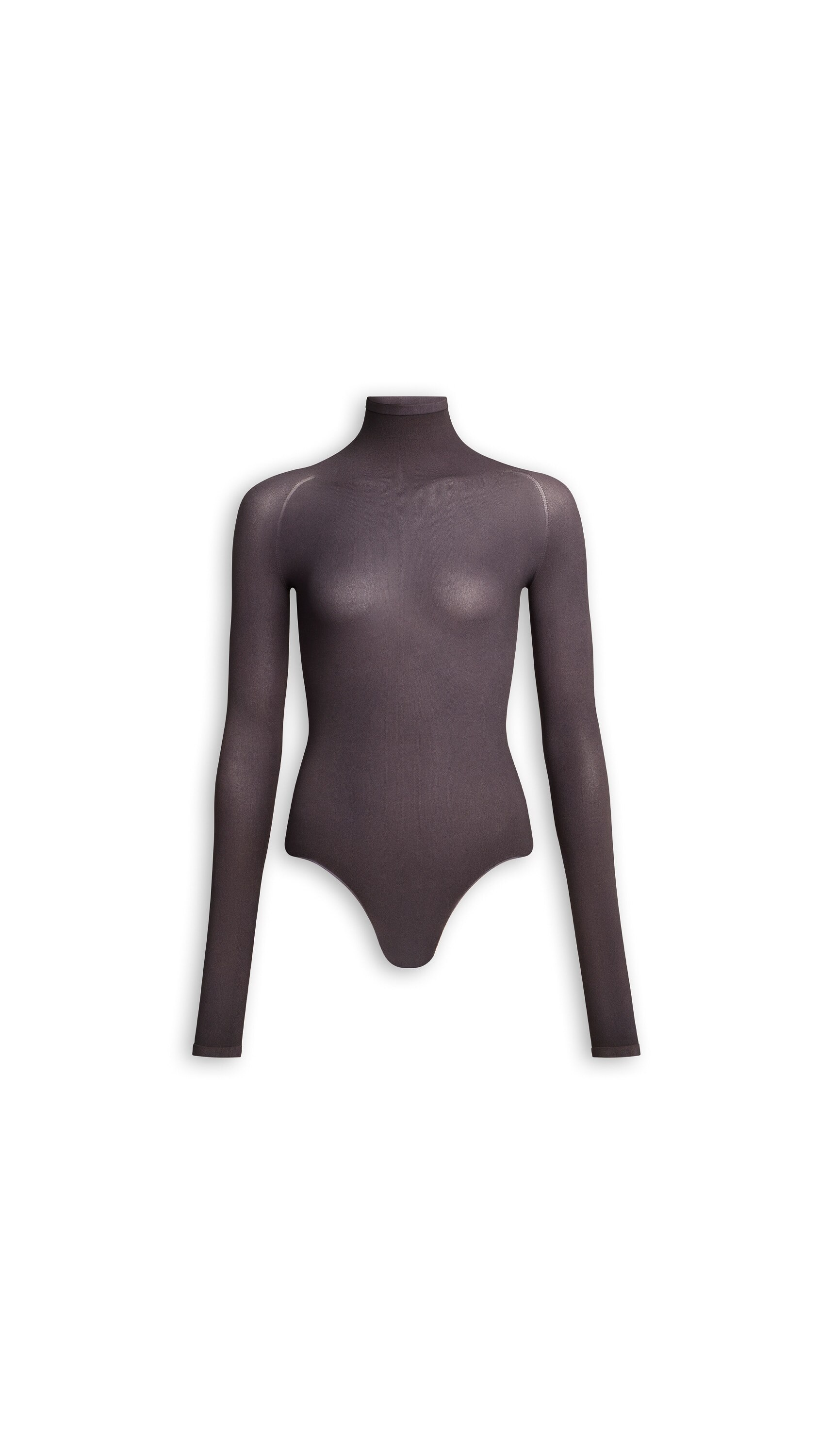セカンドスキン　ボディースーツ ALAÏA セカンドスキンニット製 ハイネックボディスーツ アンスラサイト