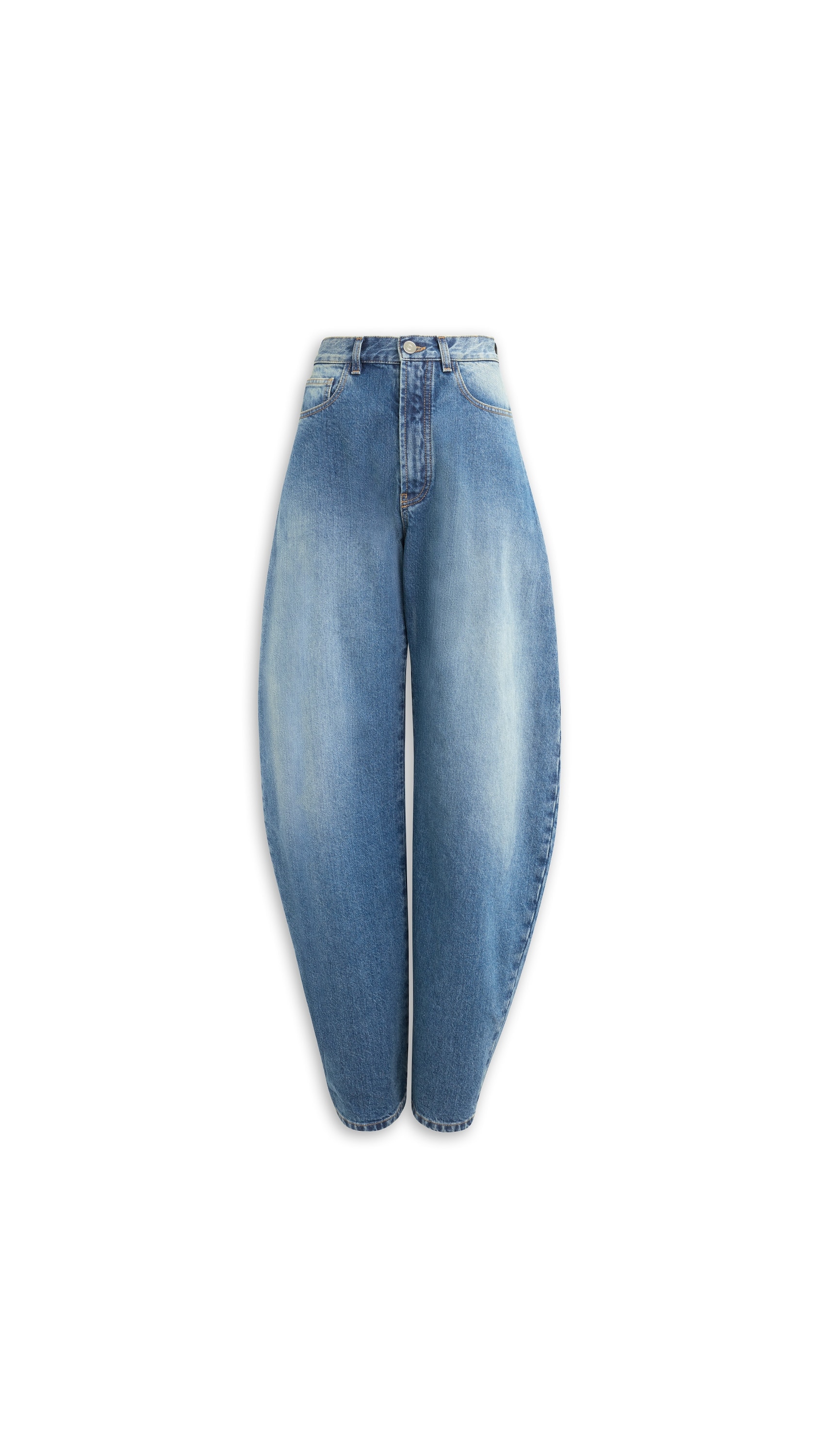 BARREL-LEG JEANS IN FADED DENIM