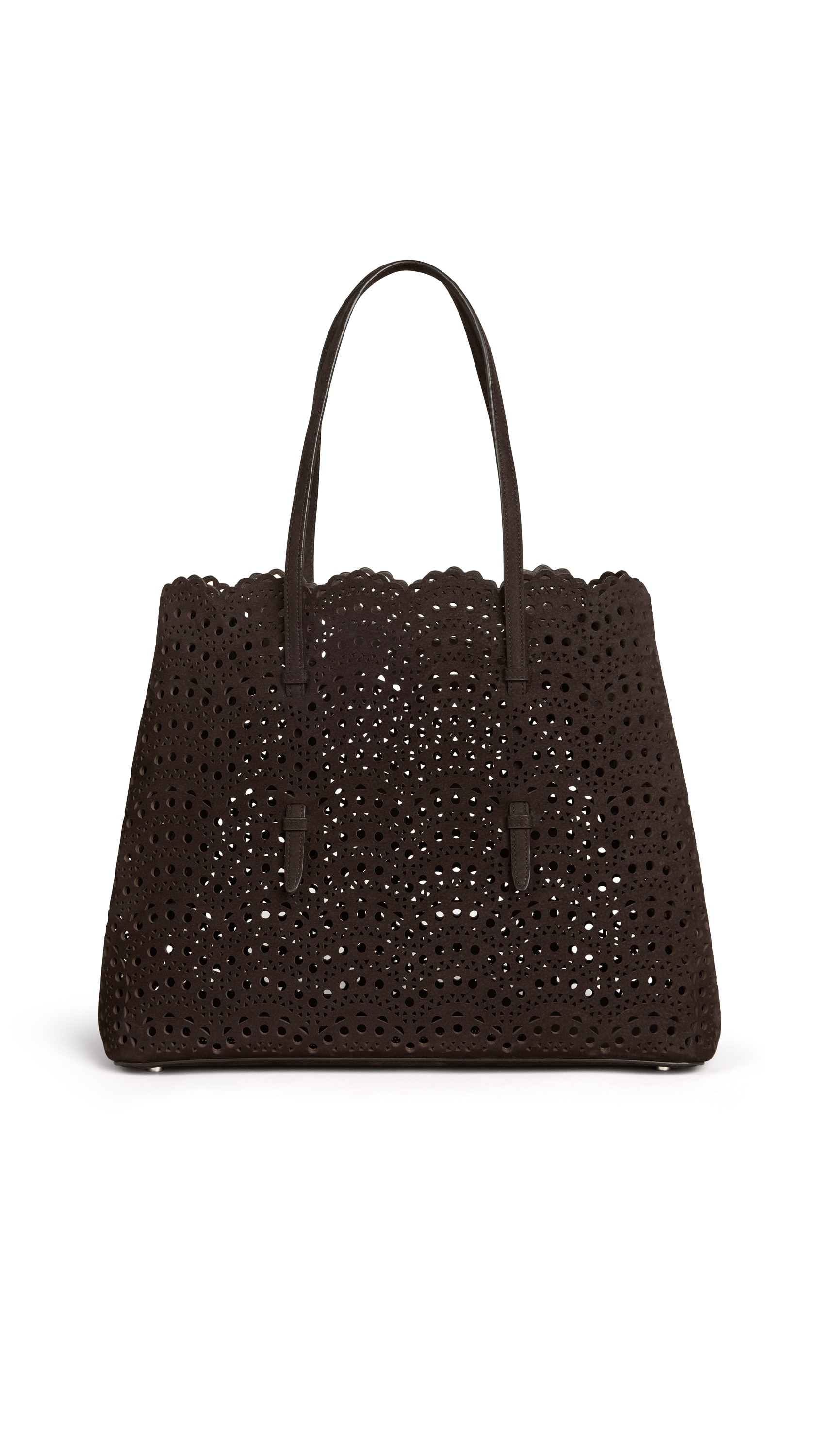 ALAÏA DARK BROWN MINA 37 BAG IN PERFORATED VIENNE NUBUCK | ALAÏA US