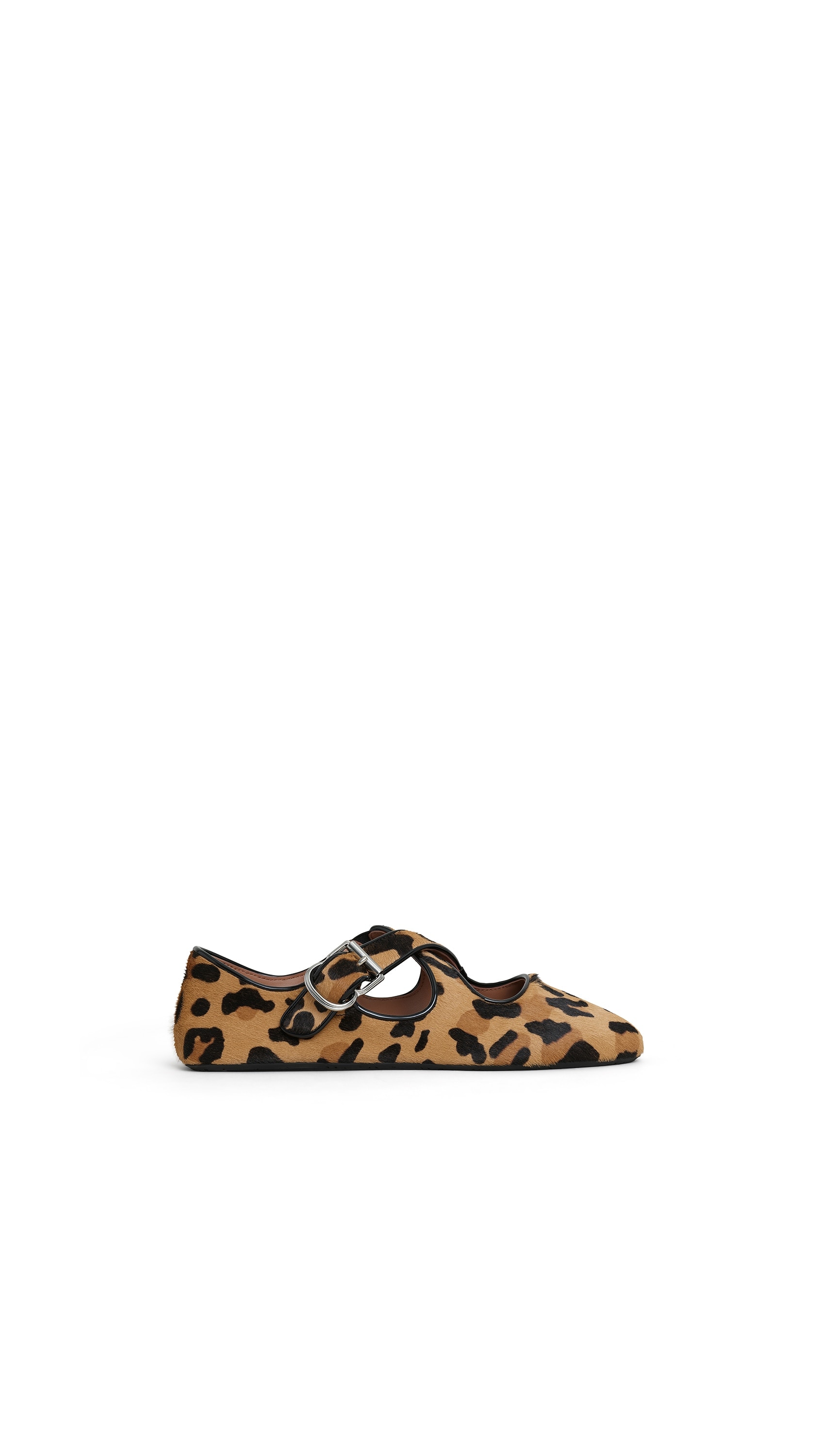 CRISS CROSS BALLET FLATS IN LEOPARD HAIRCALF