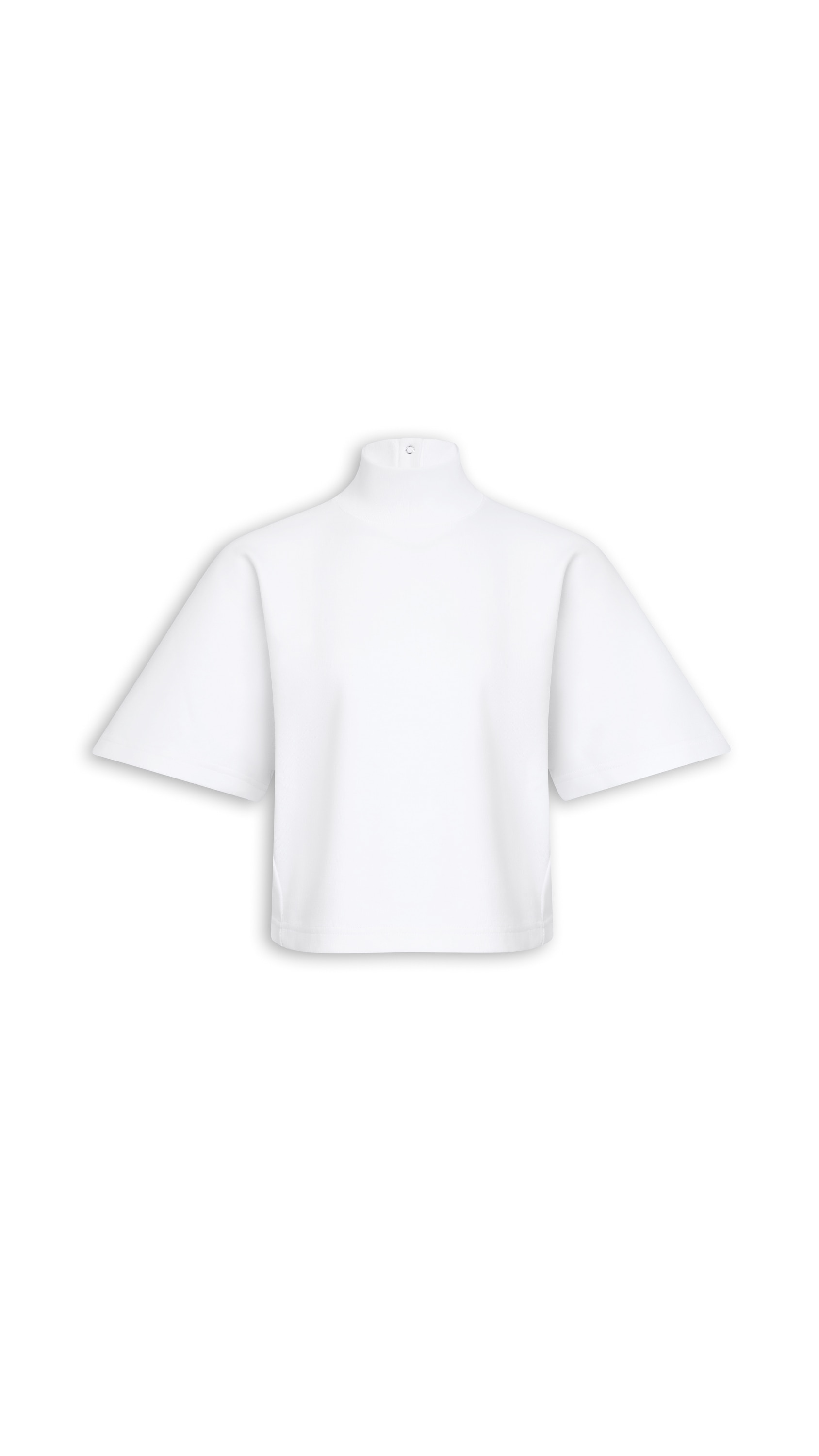 ALAÏA WHITE RIBBED COTTON HIGH NECK T-SHIRT | ALAÏA US