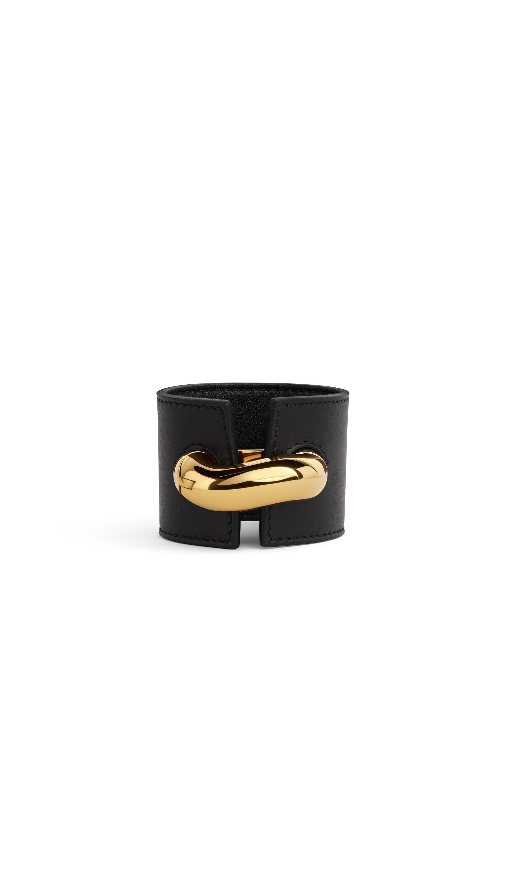 ALAÏA BLACK TORSION LEATHER CUFF | ALAÏA US