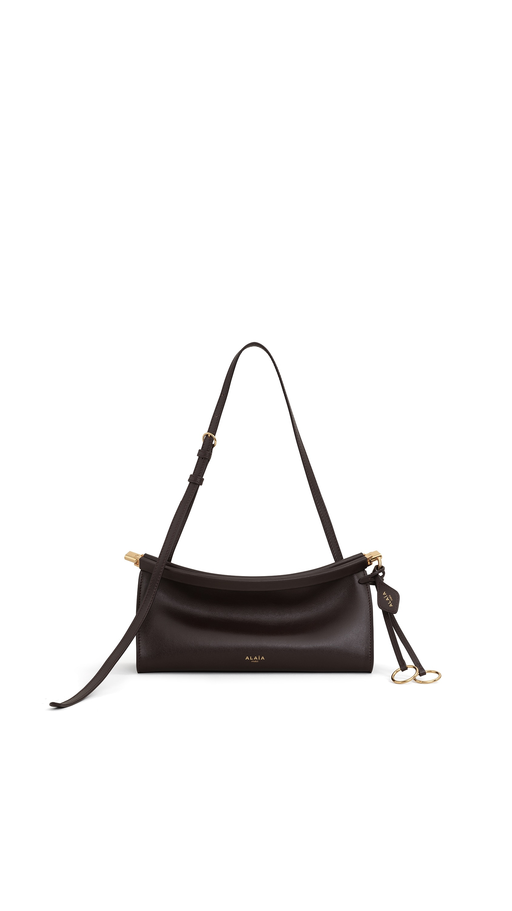 ALAÏA DARK BROWN LE CLICK EAST WEST SMALL BAG IN CALFSKIN | ALAÏA US