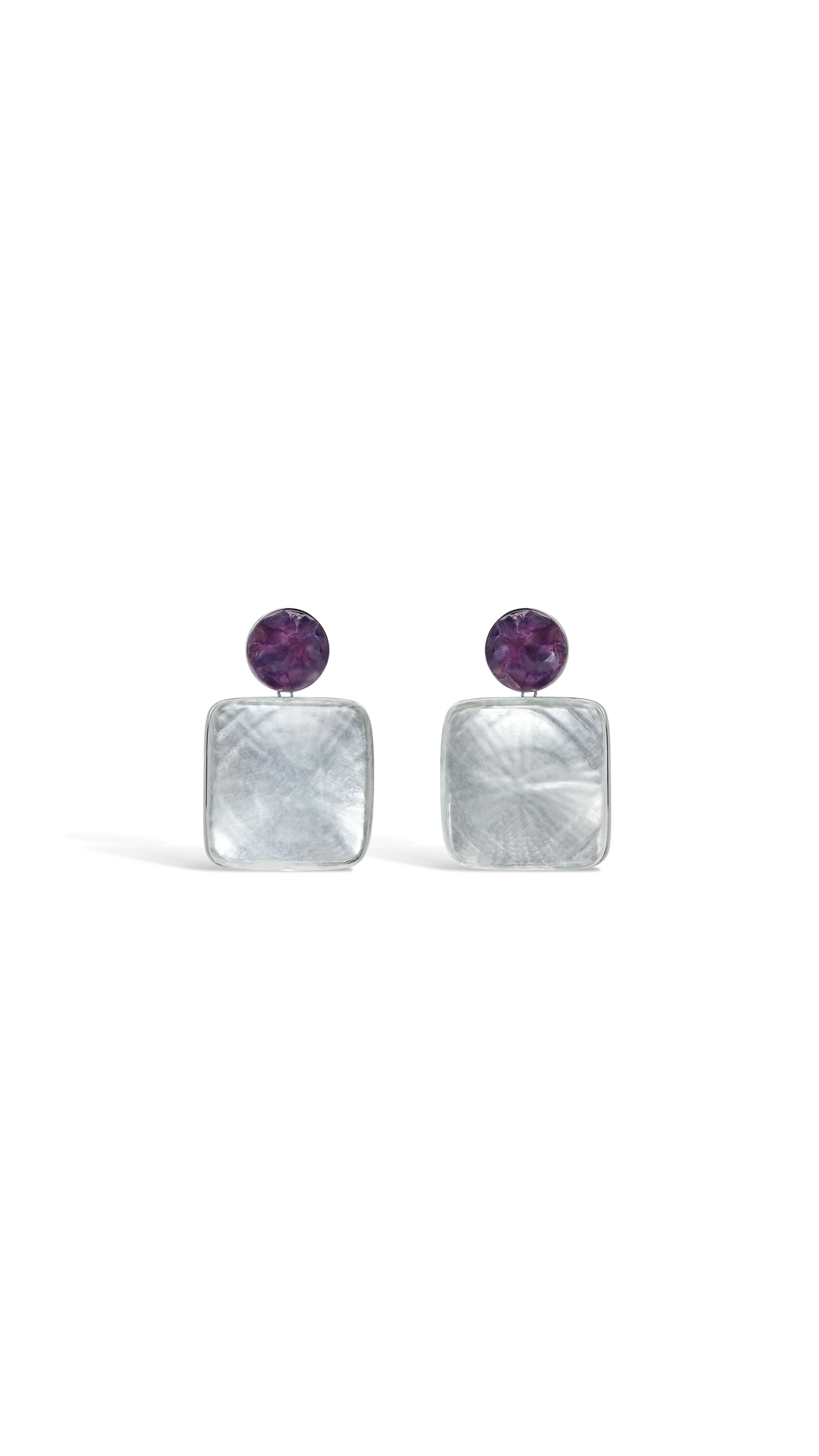 PENDANT EARRINGS IN AMETHYST & PLEXI