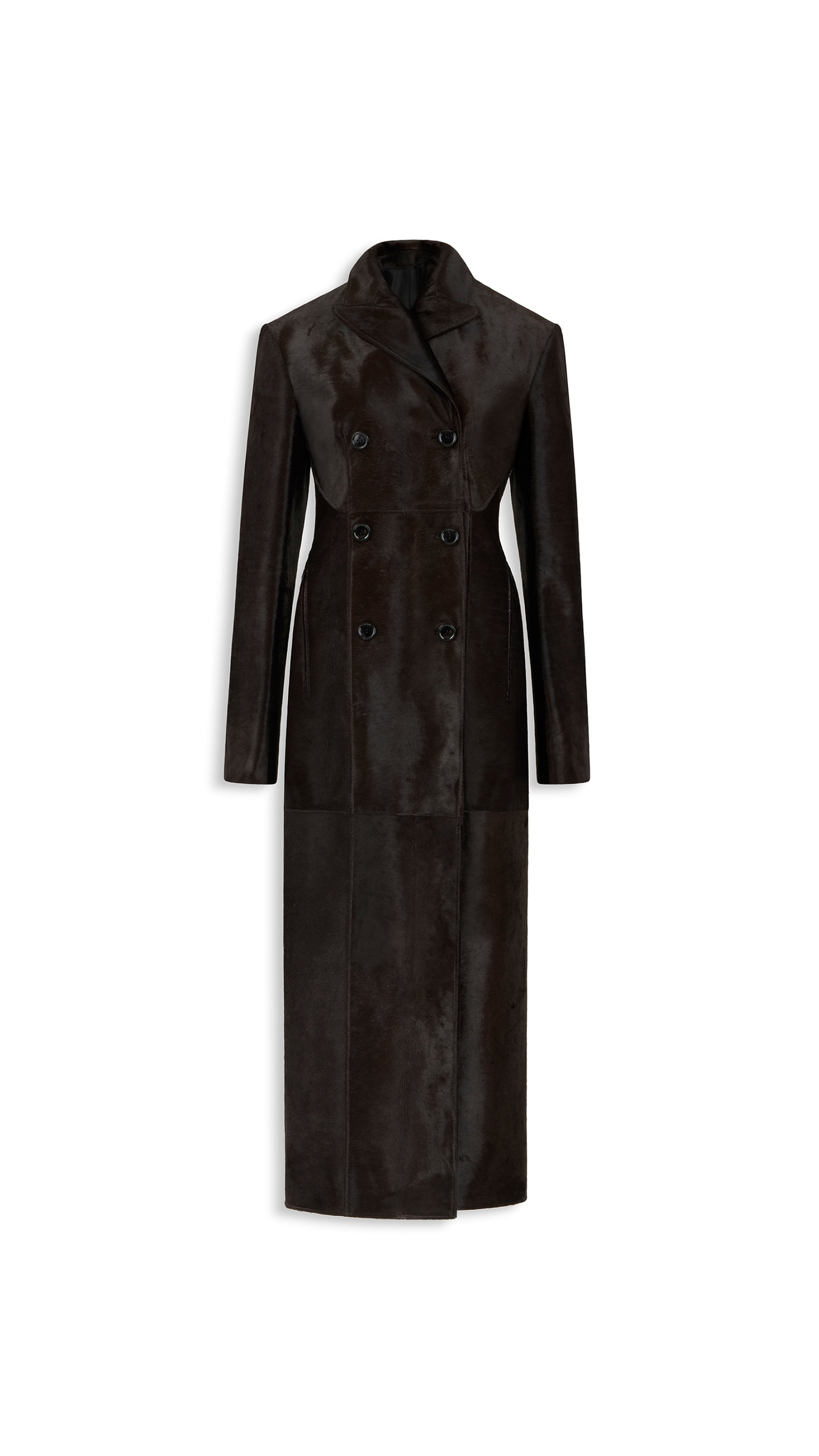 ALAÏA CHOCOLATE PONY CALFSKIN TAILORED COAT | ALAÏA