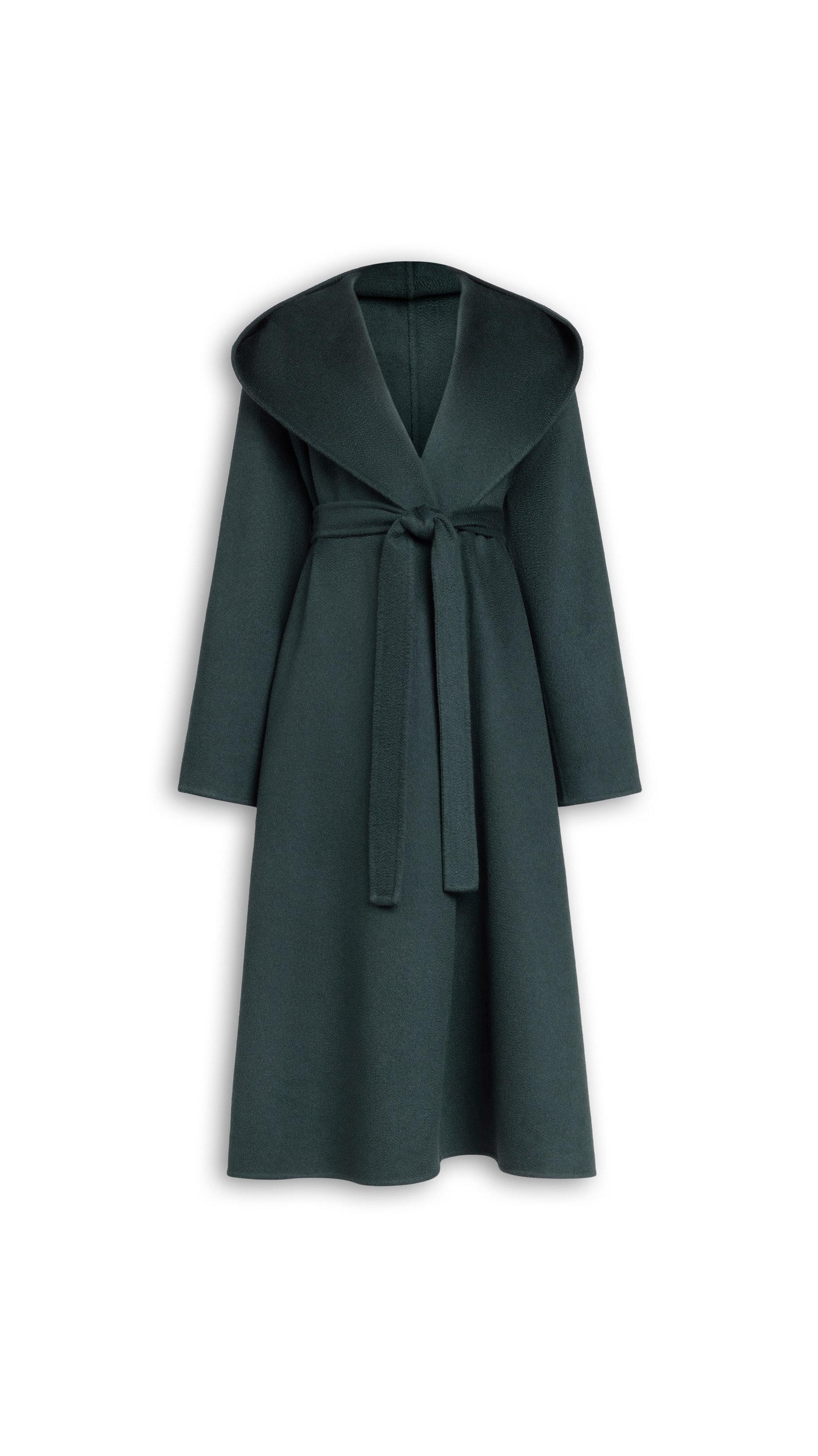 ALAÏA DARK GREEN HOOD CASHMERE WRAP COAT | ALAÏA US