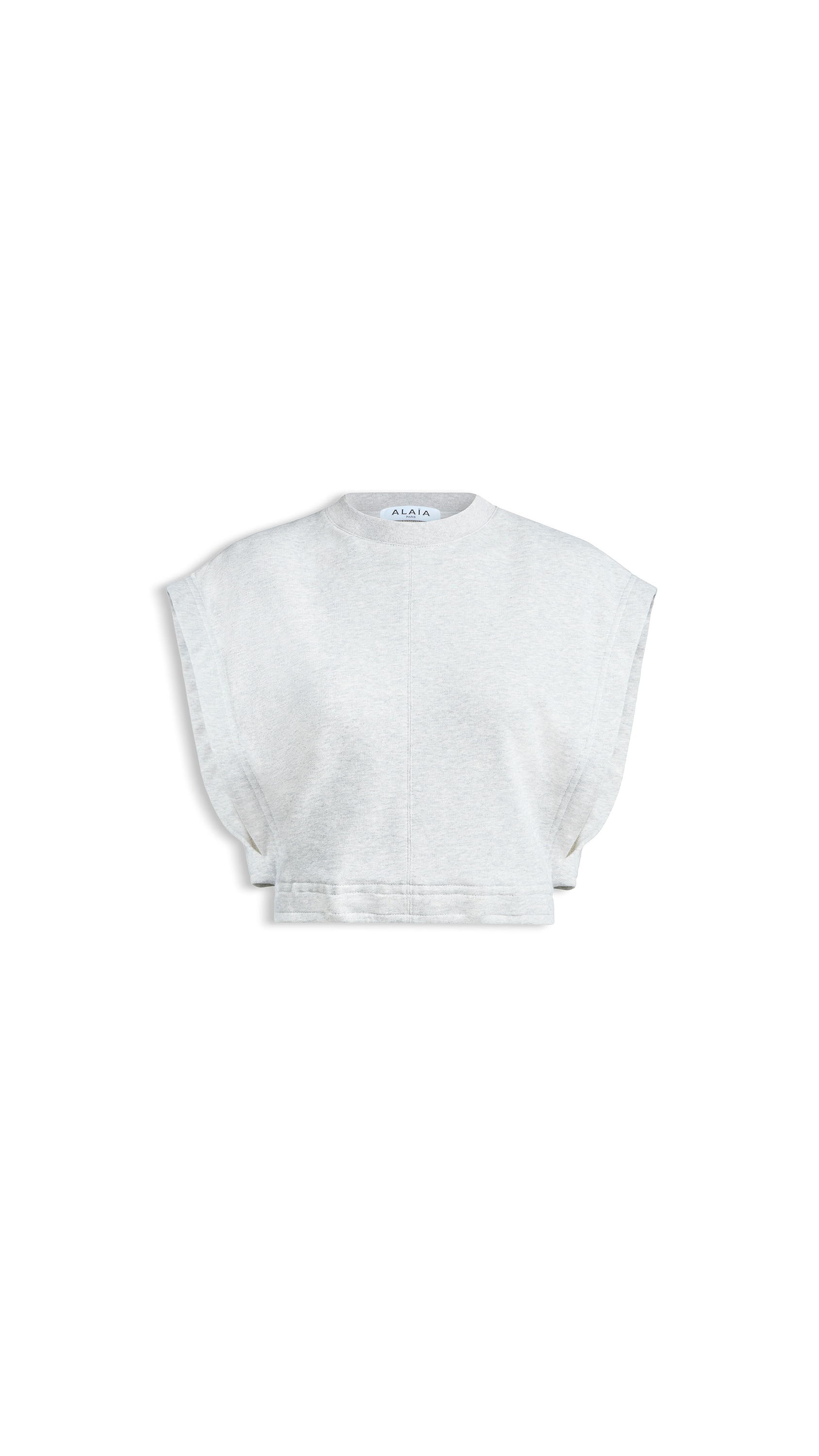 ALAÏA MIXED GREY FLEECE JERSEY CROP TOP | ALAÏA US