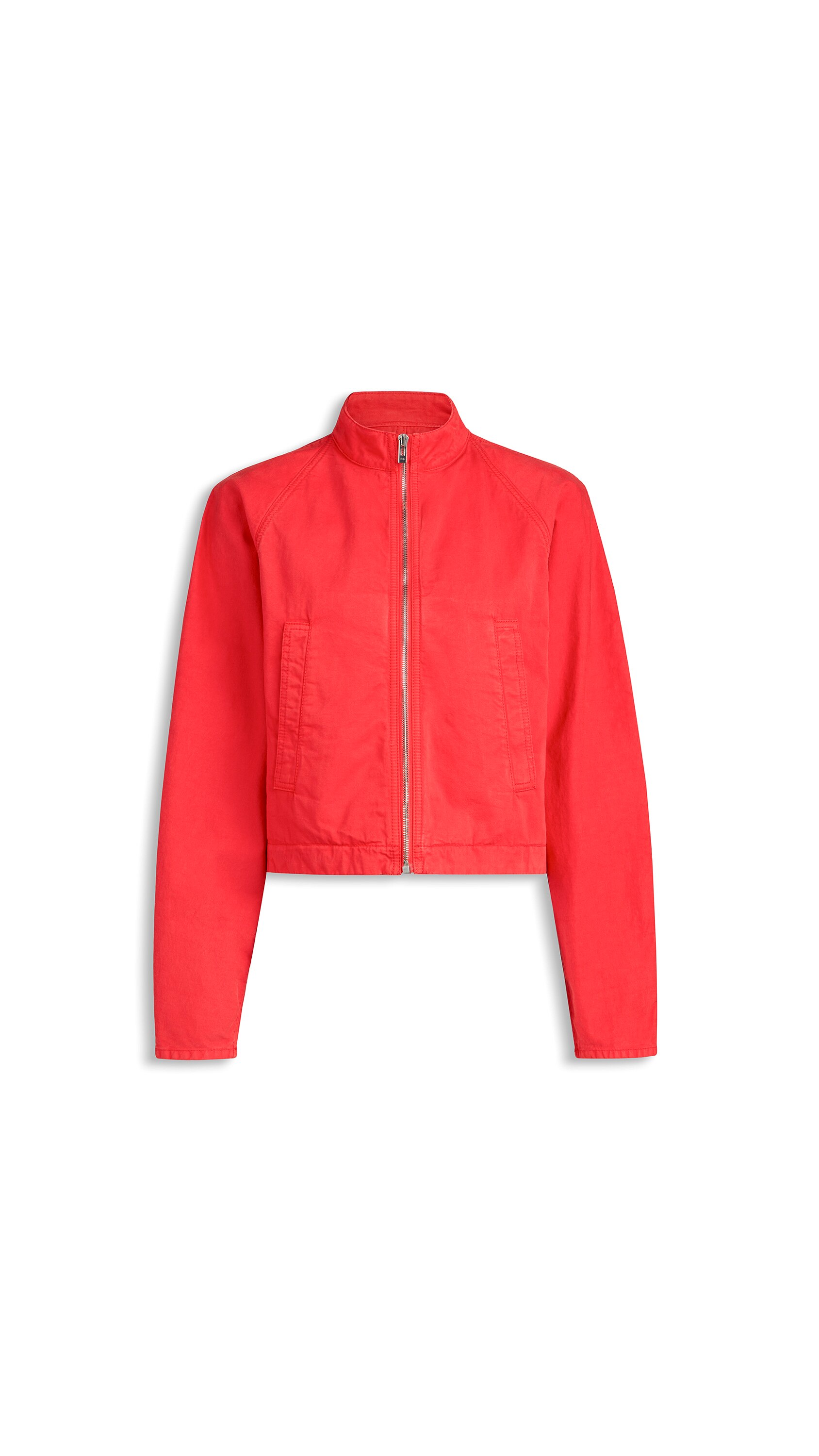 ALAÏA VERMILION RED ROUND DENIM JACKET | ALAÏA US