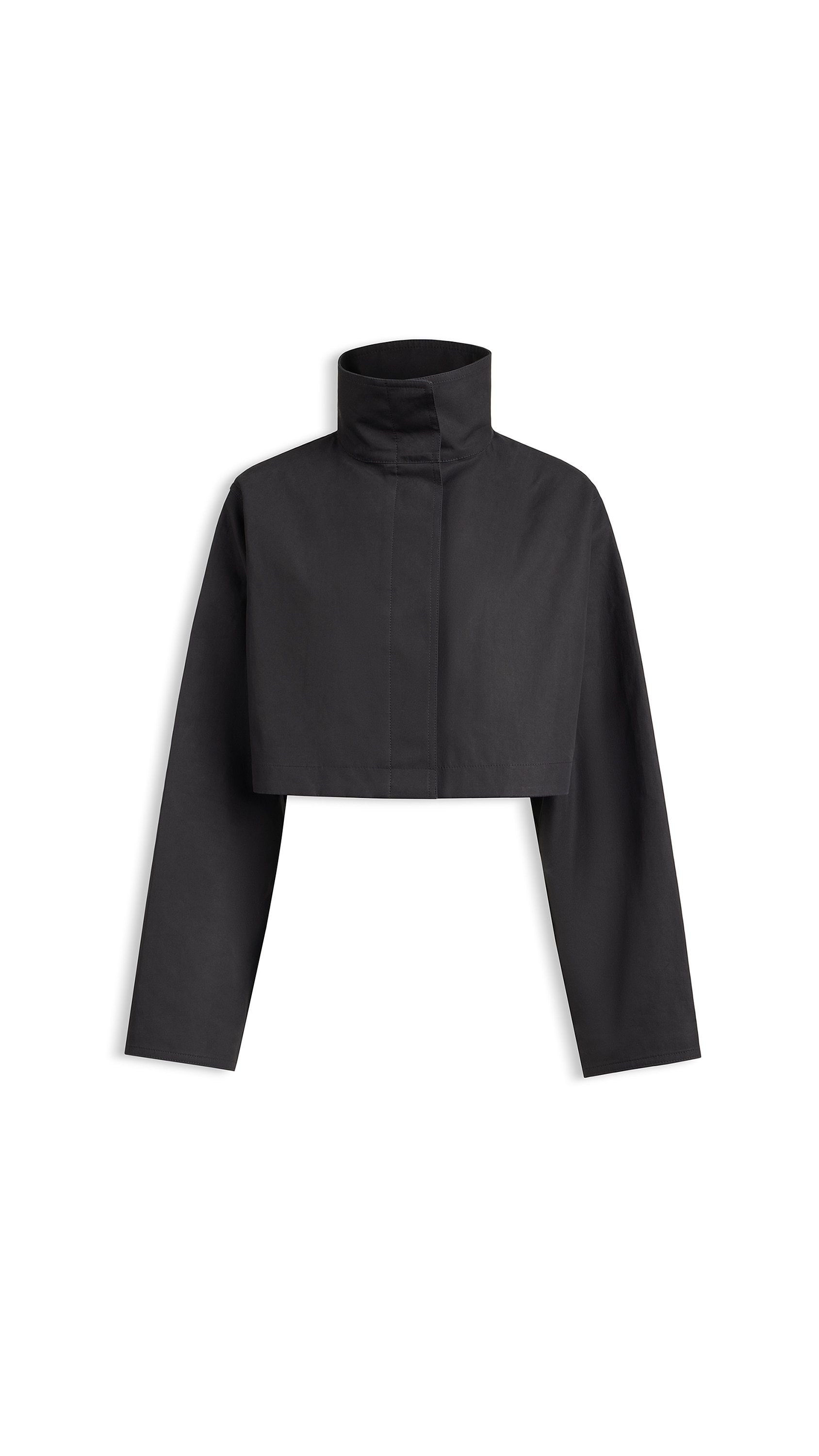 ALAÏA BLACK/BLACK SILK COTTON CROPPED JACKET | ALAÏA US