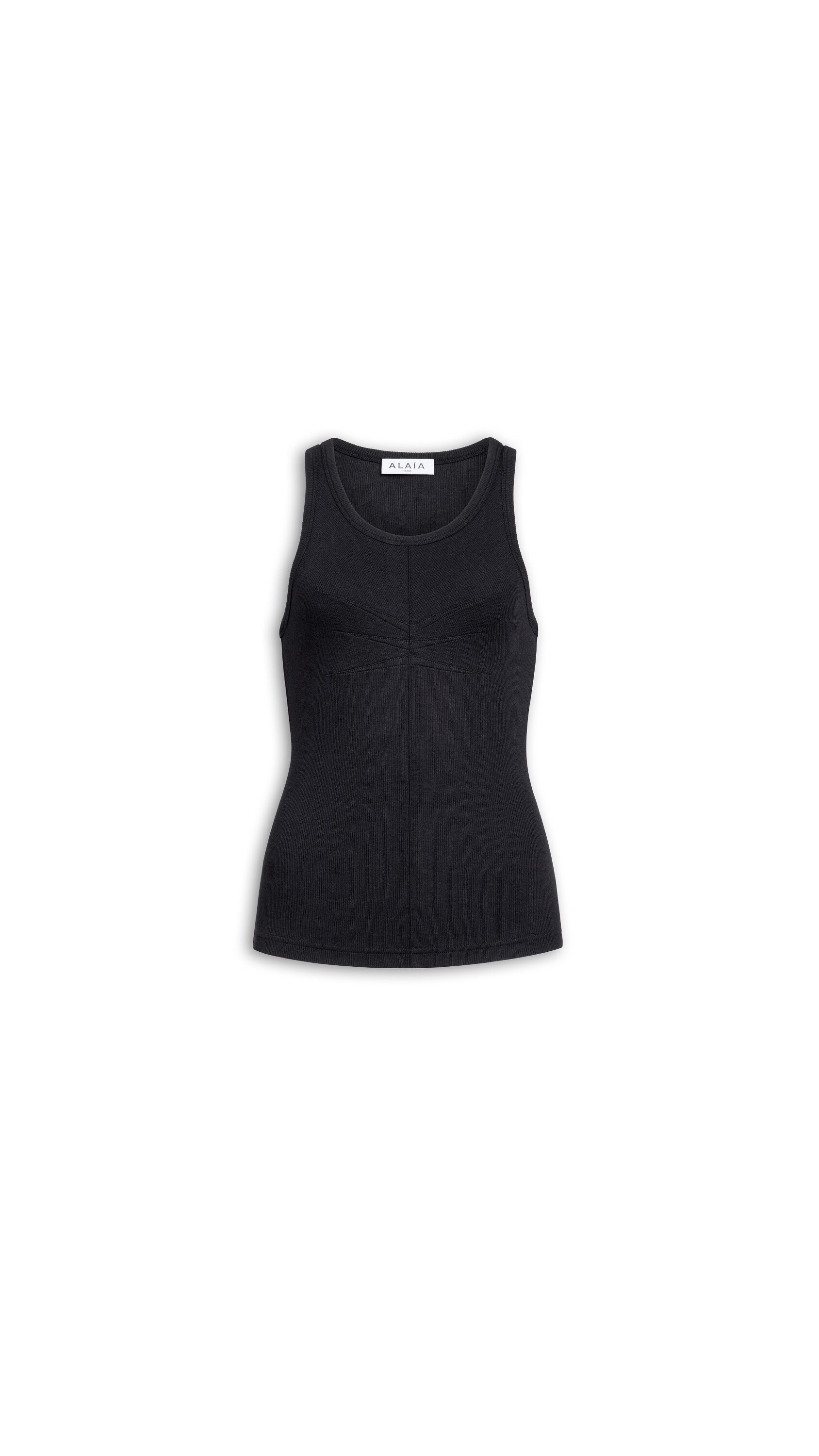 ALAÏA コットン ダーツタンクトップ ブラック | ALAÏA JP