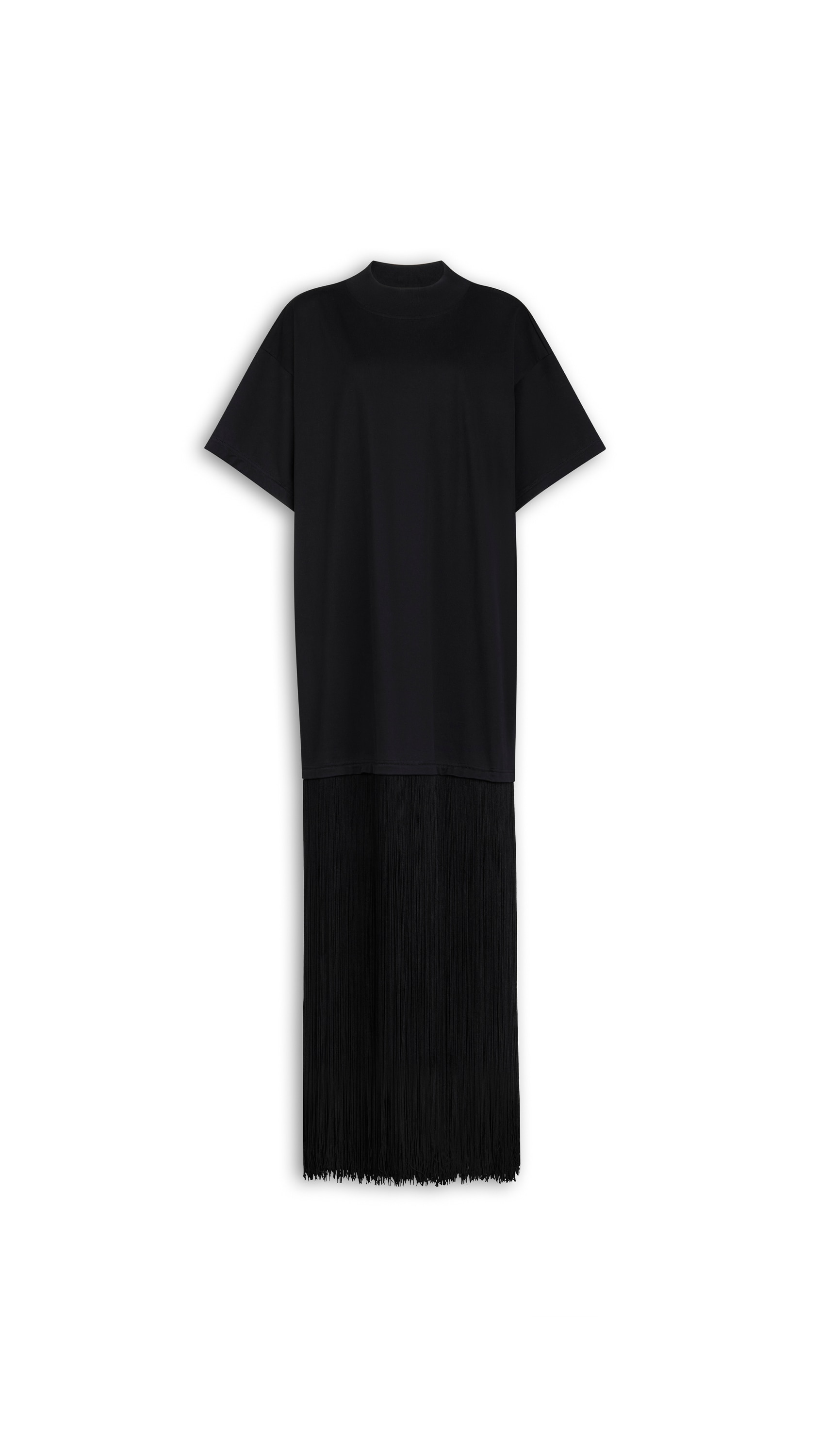 ALAÏA Noir FRINGED COTTON T-SHIRT | ALAÏA NL