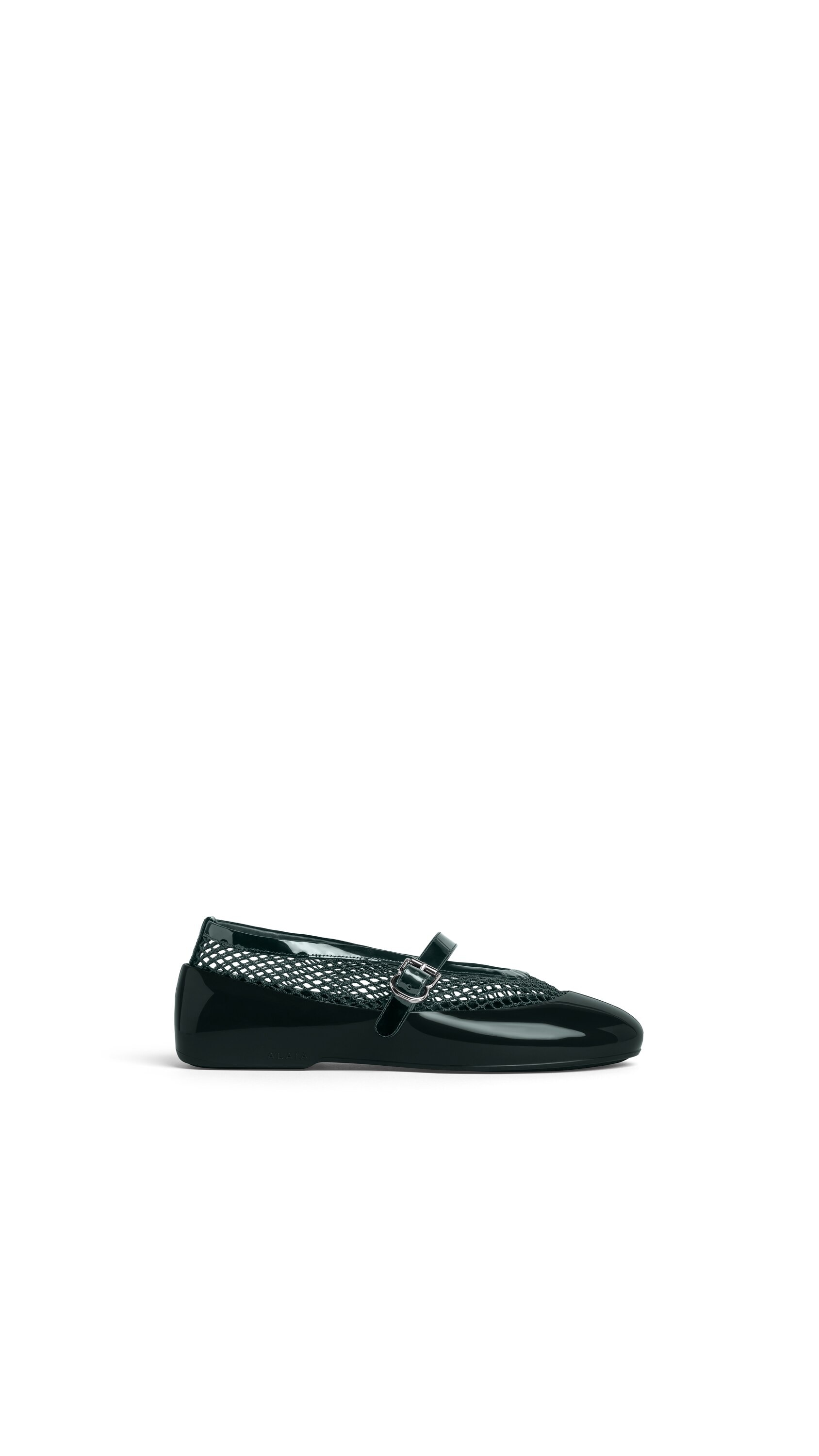 ALAÏA FOREST GREEN BALLET FLATS IN FISHNET & RUBBER OVERSHOES