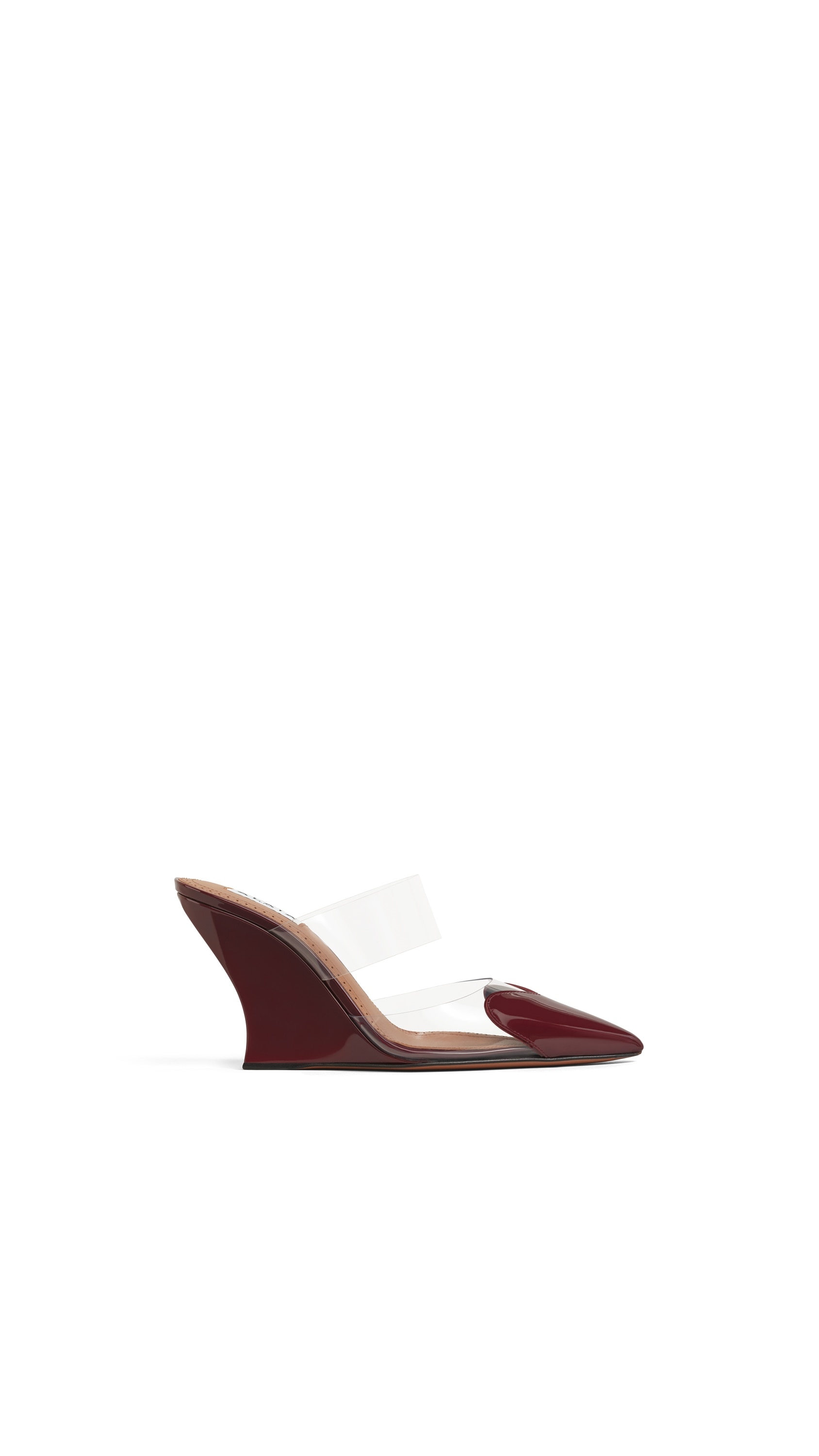 ALAÏA GARNET RED LE CŒUR WEDGE MULES IN PATENT LEATHER | ALAÏA US