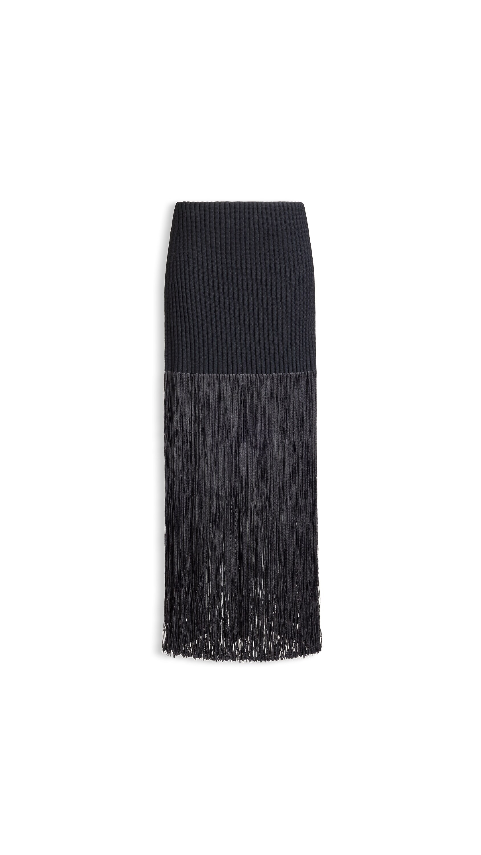 ALAÏA BLACK FRINGED TUBE SKIRT | ALAÏA US