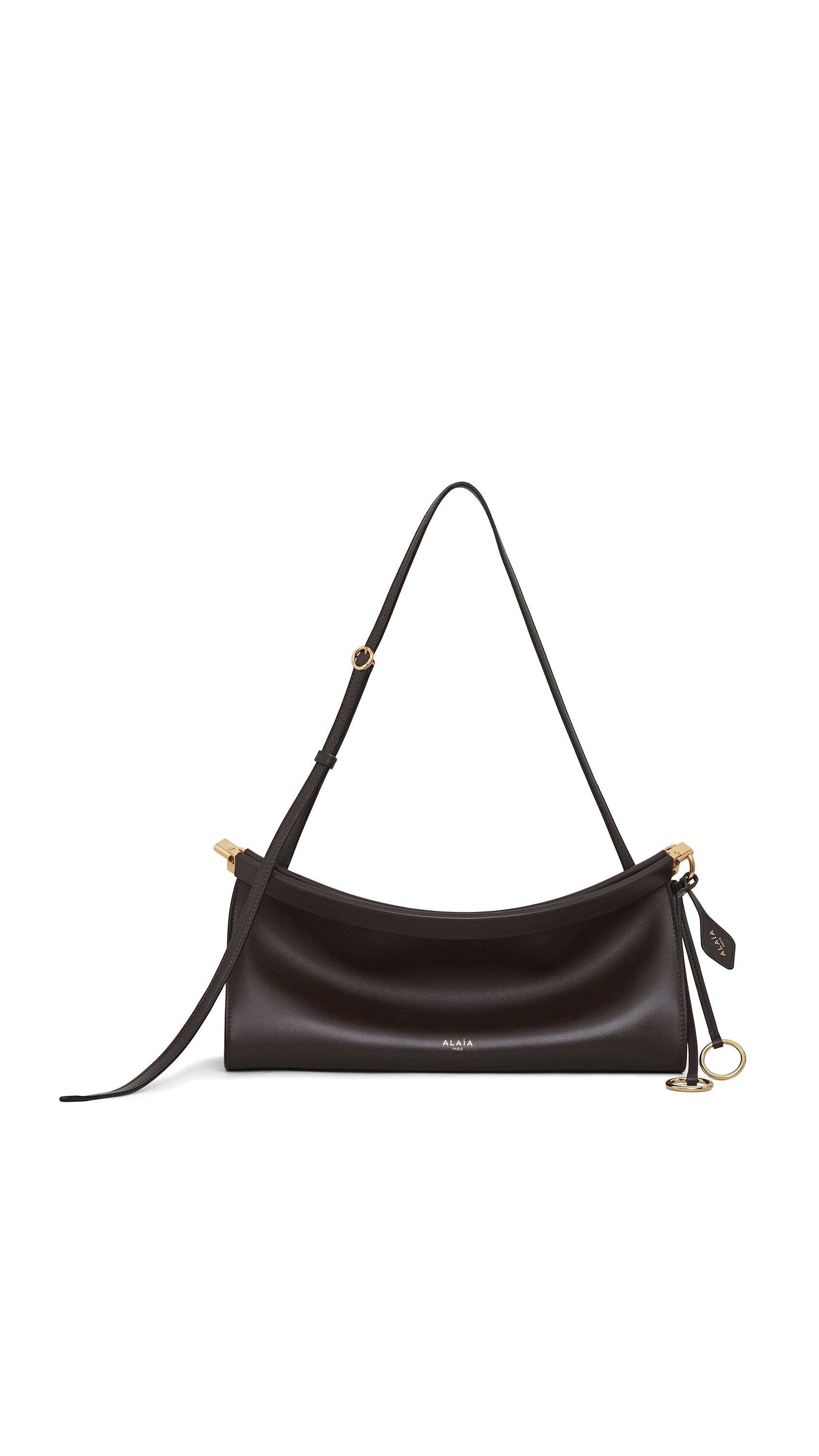 ALAÏA DARK BROWN LE CLICK EAST WEST MEDIUM BAG IN CALFSKIN | ALAÏA US