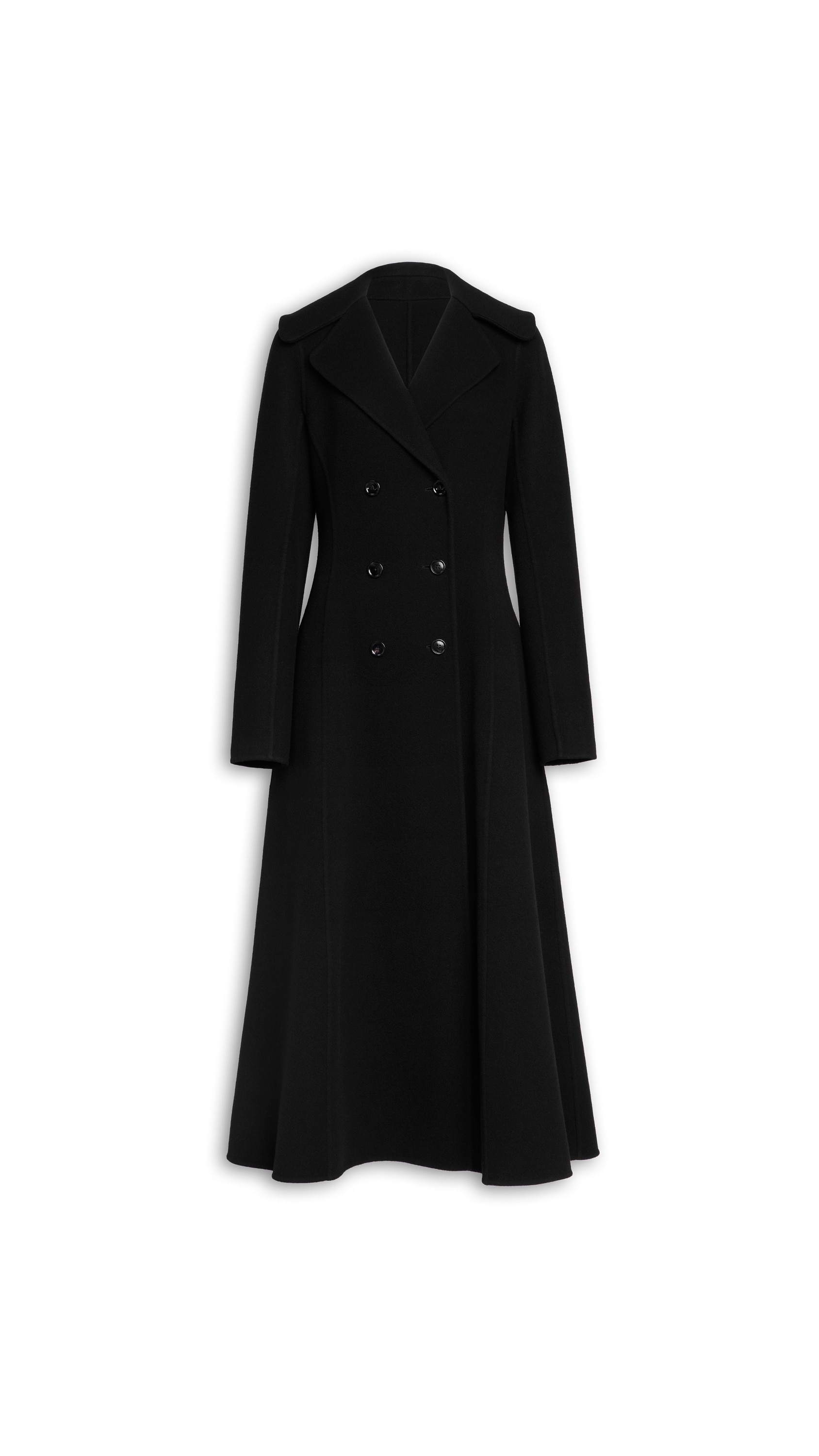 ALAÏA BLACK CINCHED WOOL COAT | ALAÏA US