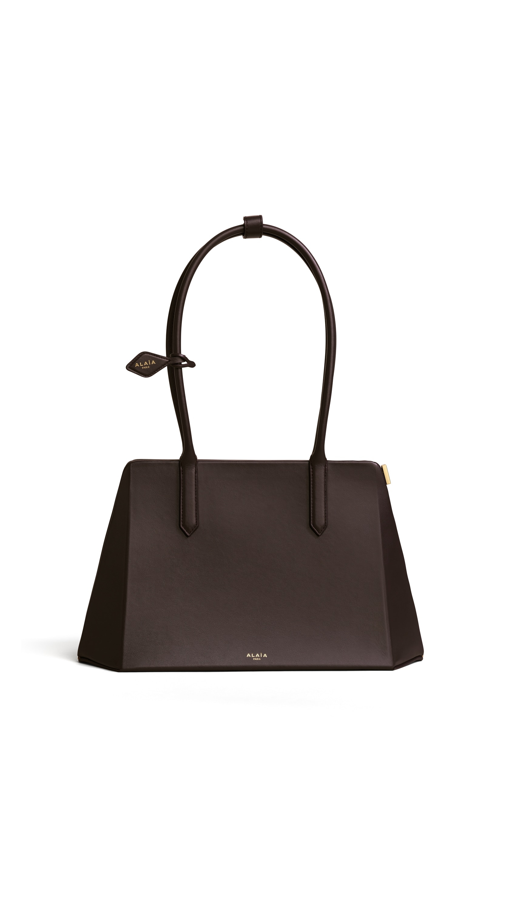 ALAÏA SMOKE BROWN PRISME BAG IN CALFSKIN | ALAÏA US