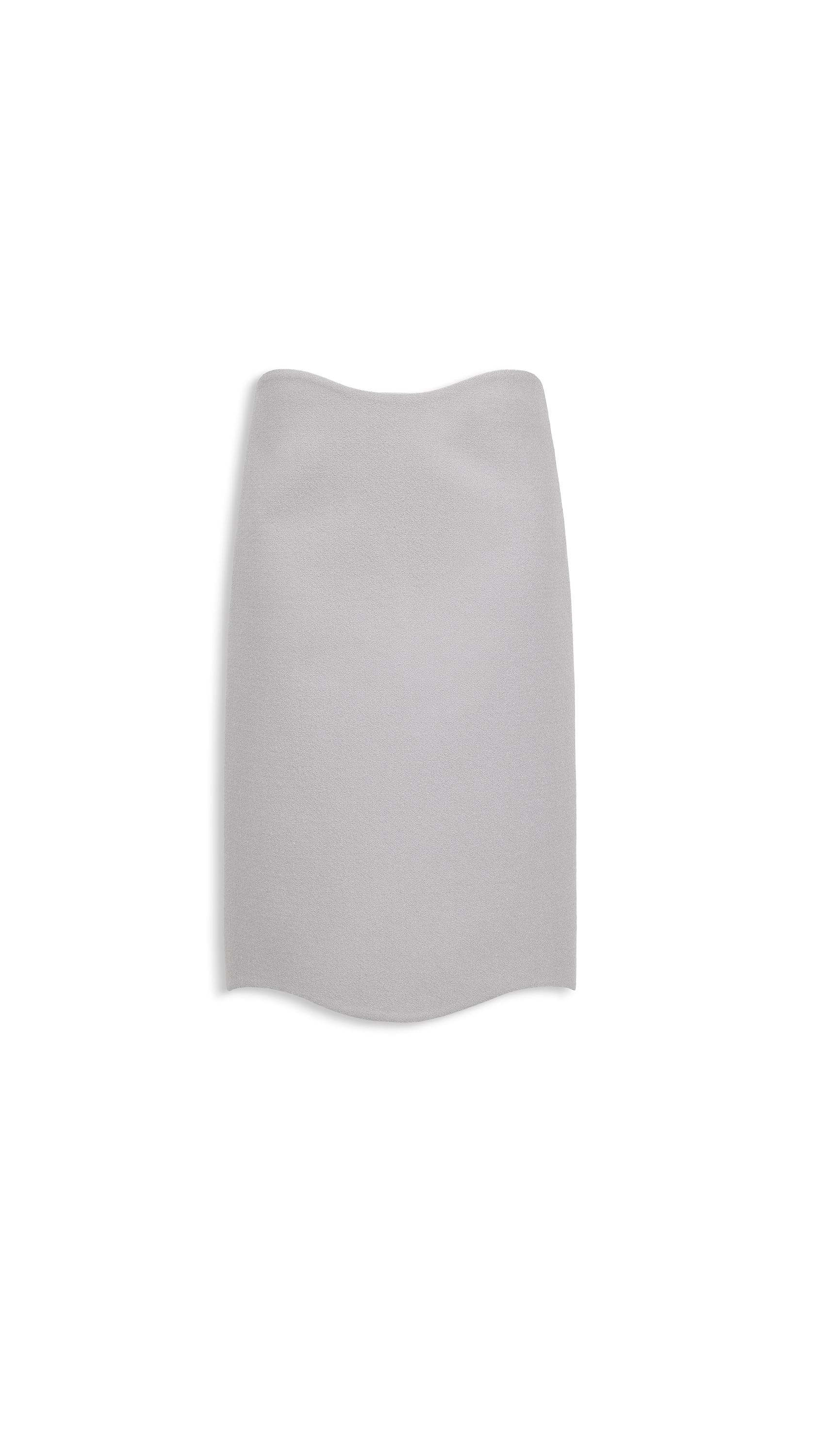 ALAÏA GREY CURVED WOOL CREPE SKIRT | ALAÏA US