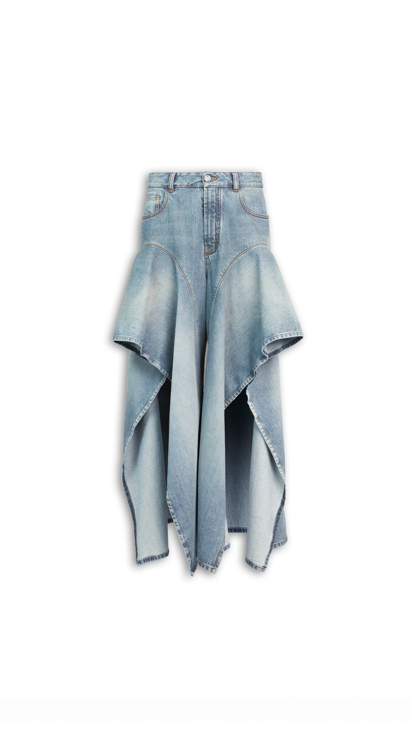 RUFFLE FADED JEANS