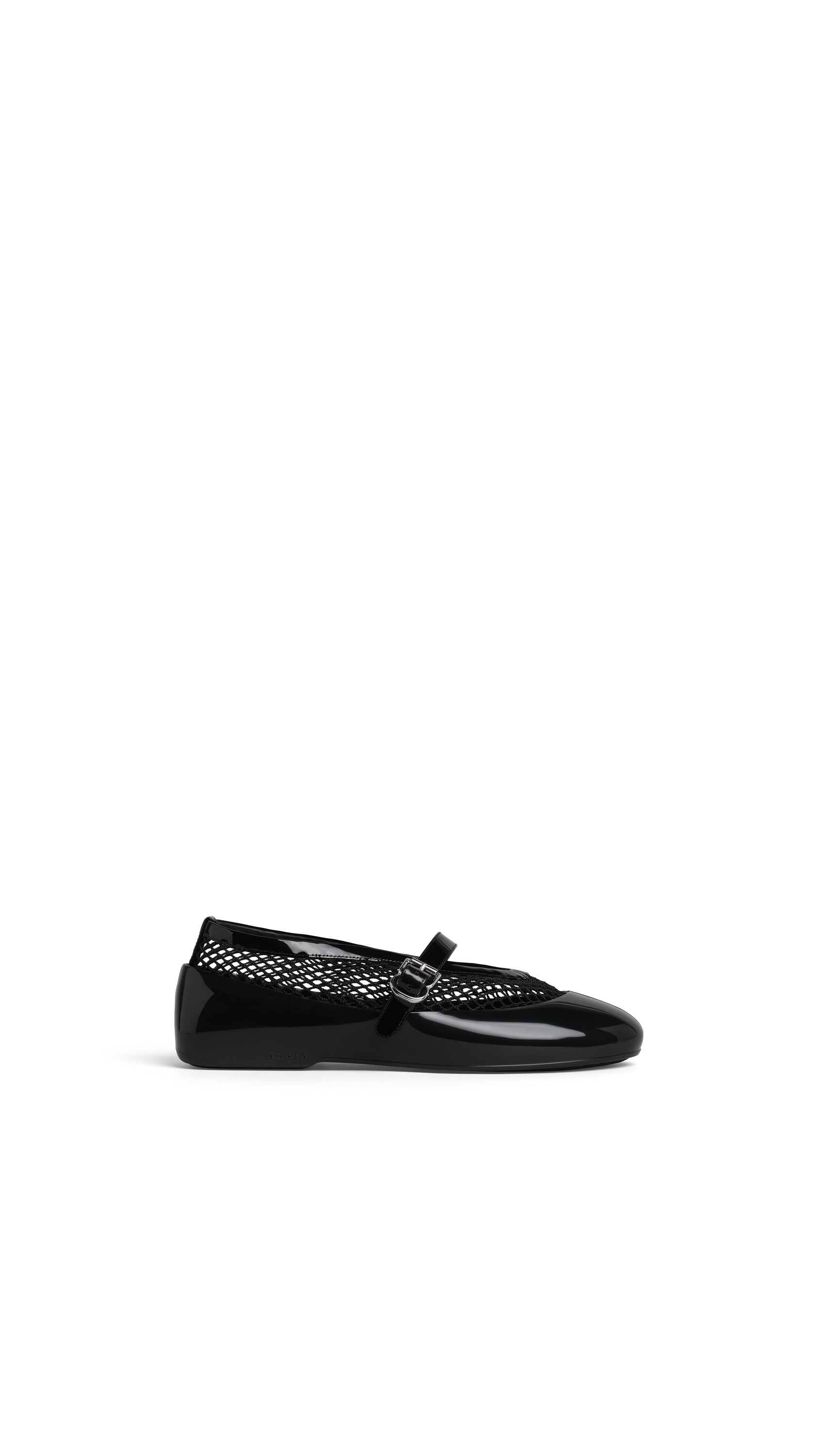 ALAÏA フィッシュネット製フラットバレエシューズ、ラバー製のオーバー