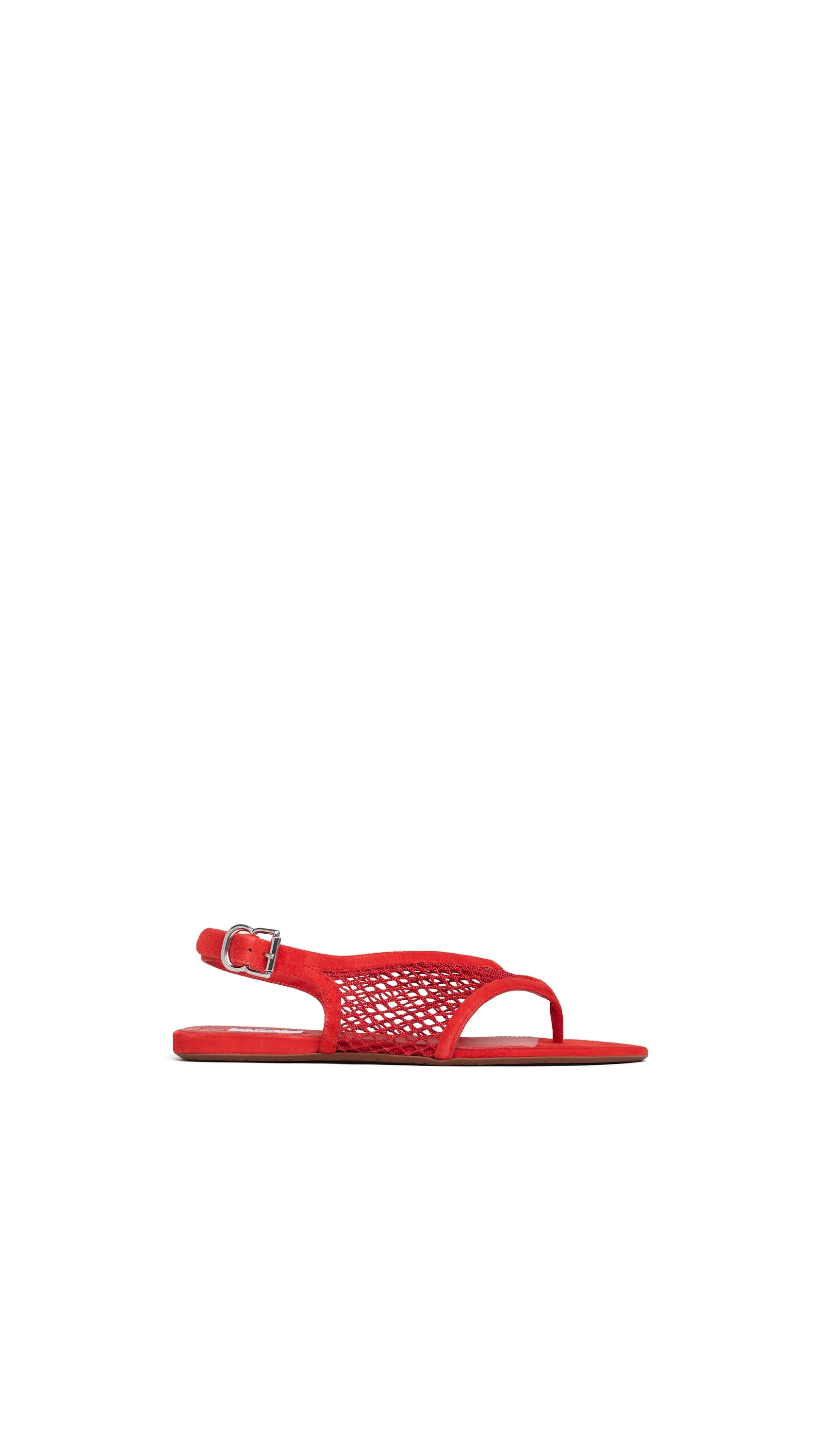 ALAIA メッシュレッドサンダル ALAÏA BURNT ORANGE FISHNET THONG SANDALS IN SUEDE | ALAÏA US