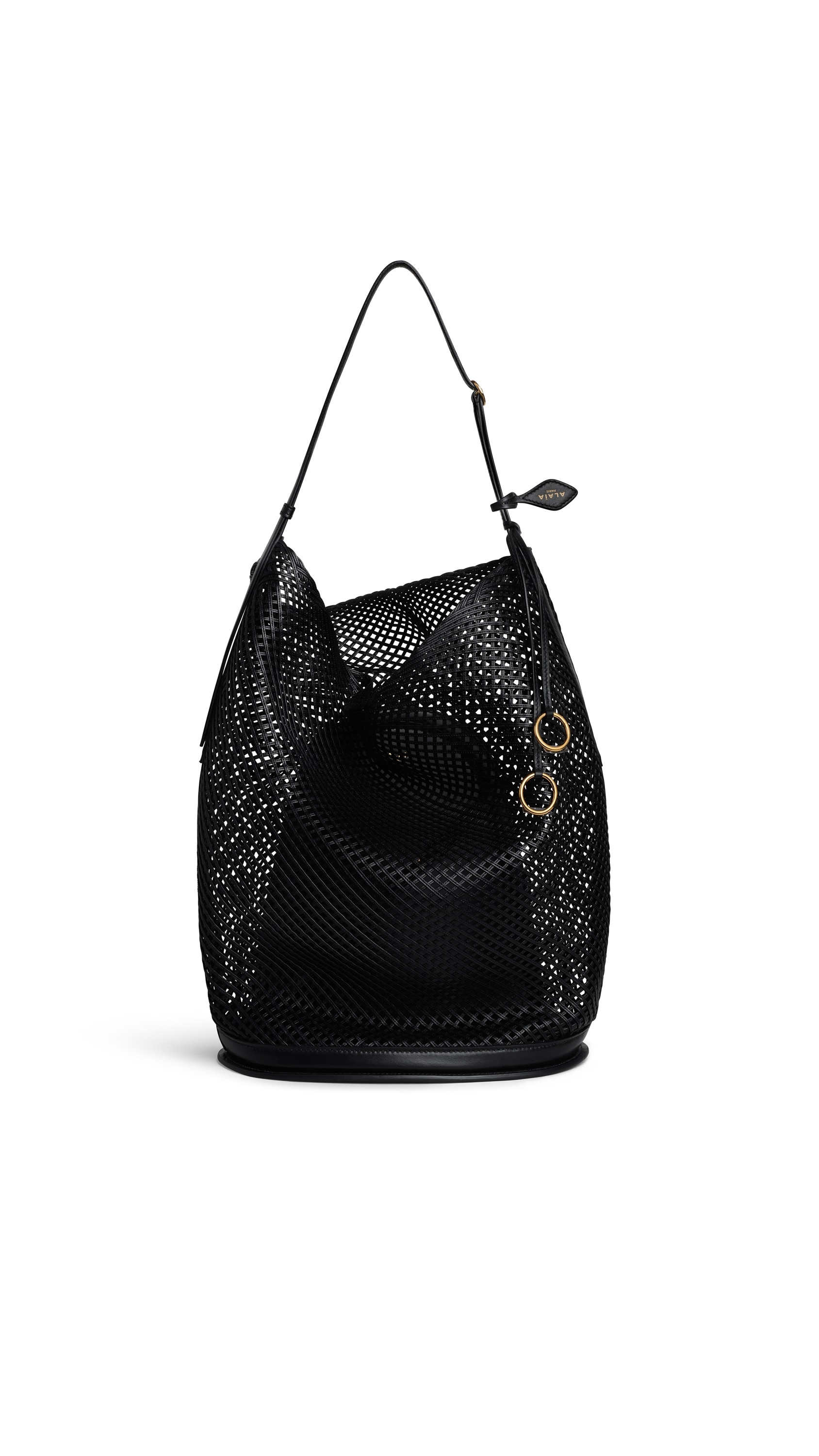HIP LARGE BUCKET BAG IN LEATHER NET